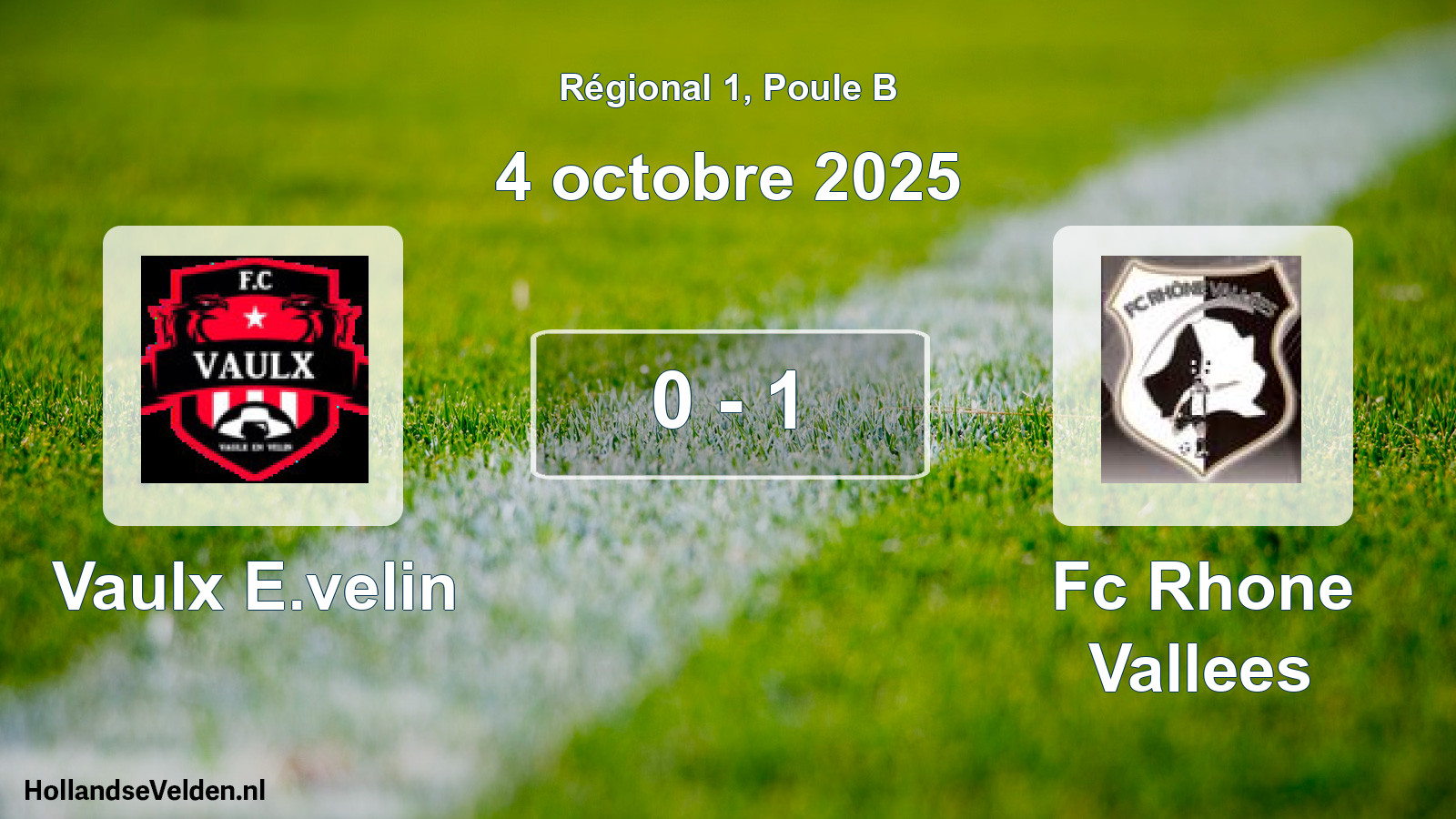 Gespeelde wedstrijd: Vaulx E.velin - Fc Rhone Vallees 0 - 1 (4 octobre 2025)