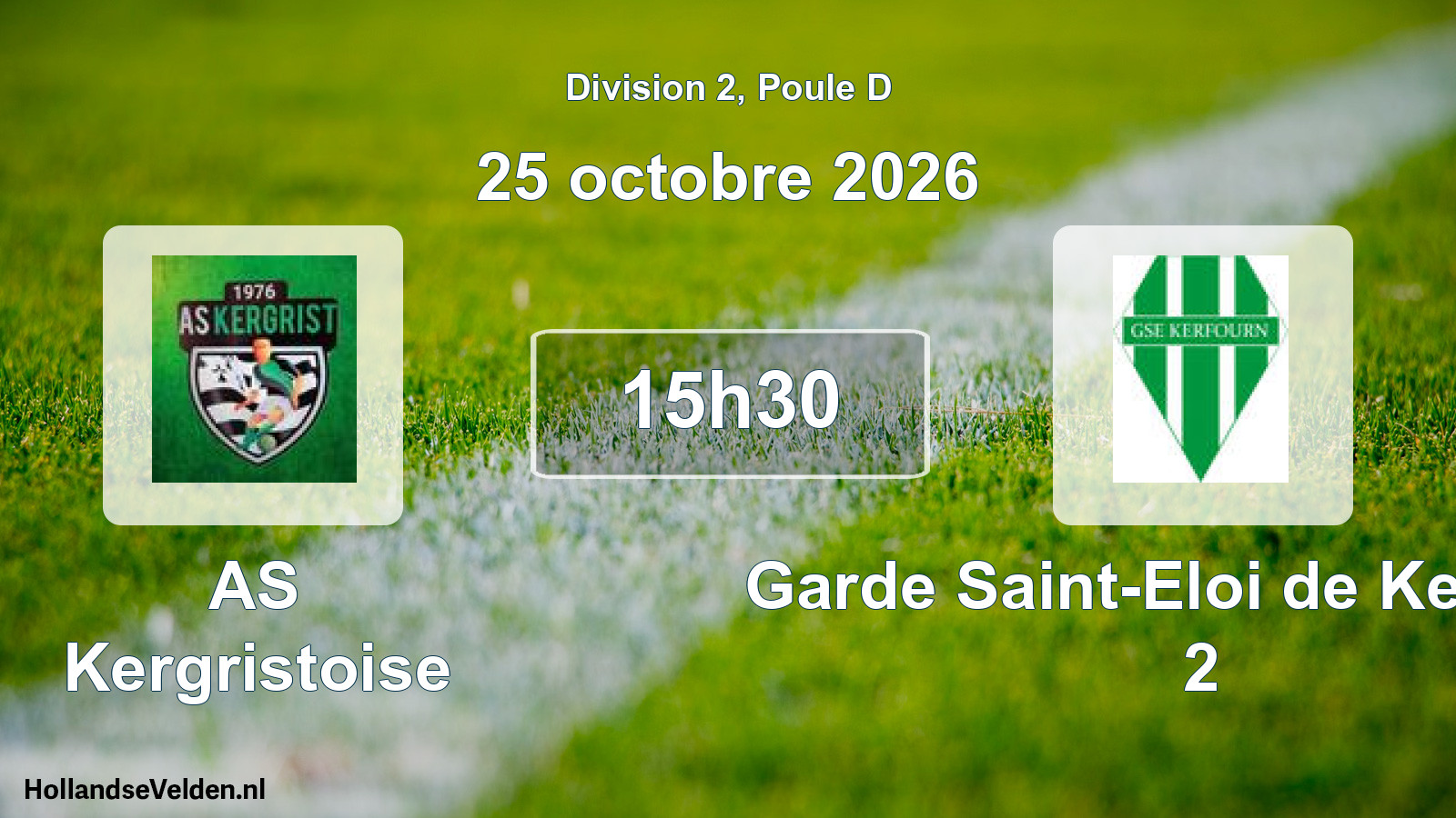 Match programmé: AS Kergristoise - Garde Saint-Eloi de Kerfourn 2 (25 octobre 2026)