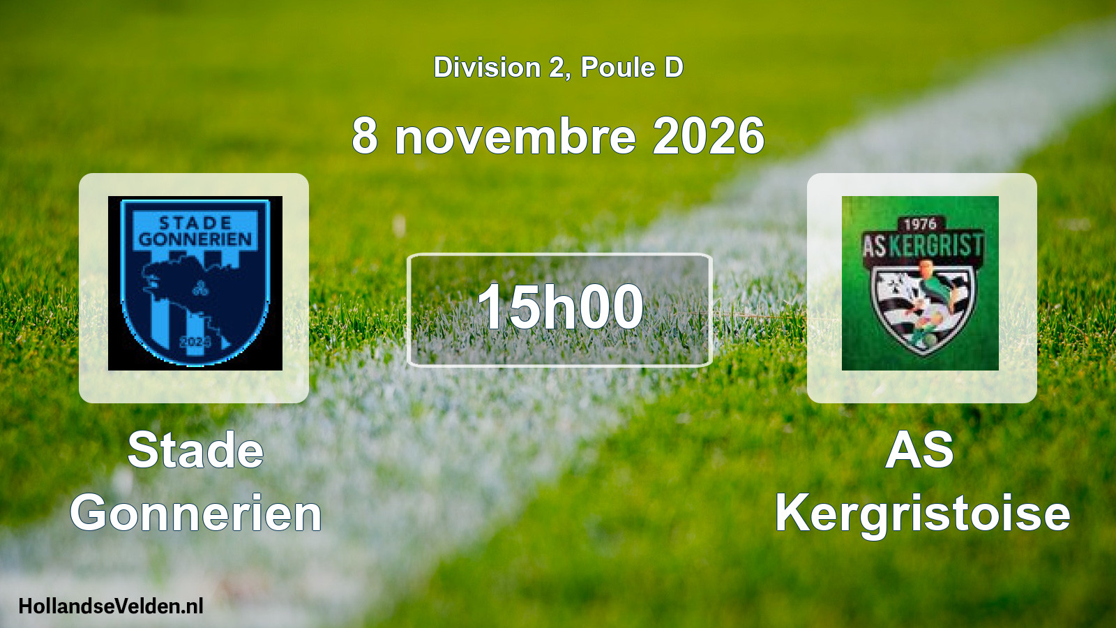 Match programmé: Stade Gonnerien - AS Kergristoise (8 novembre 2026)