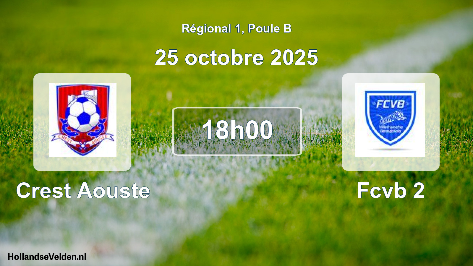 Geplande wedstrijd: Crest Aouste - Fcvb 2 (25 oktober 2025)
