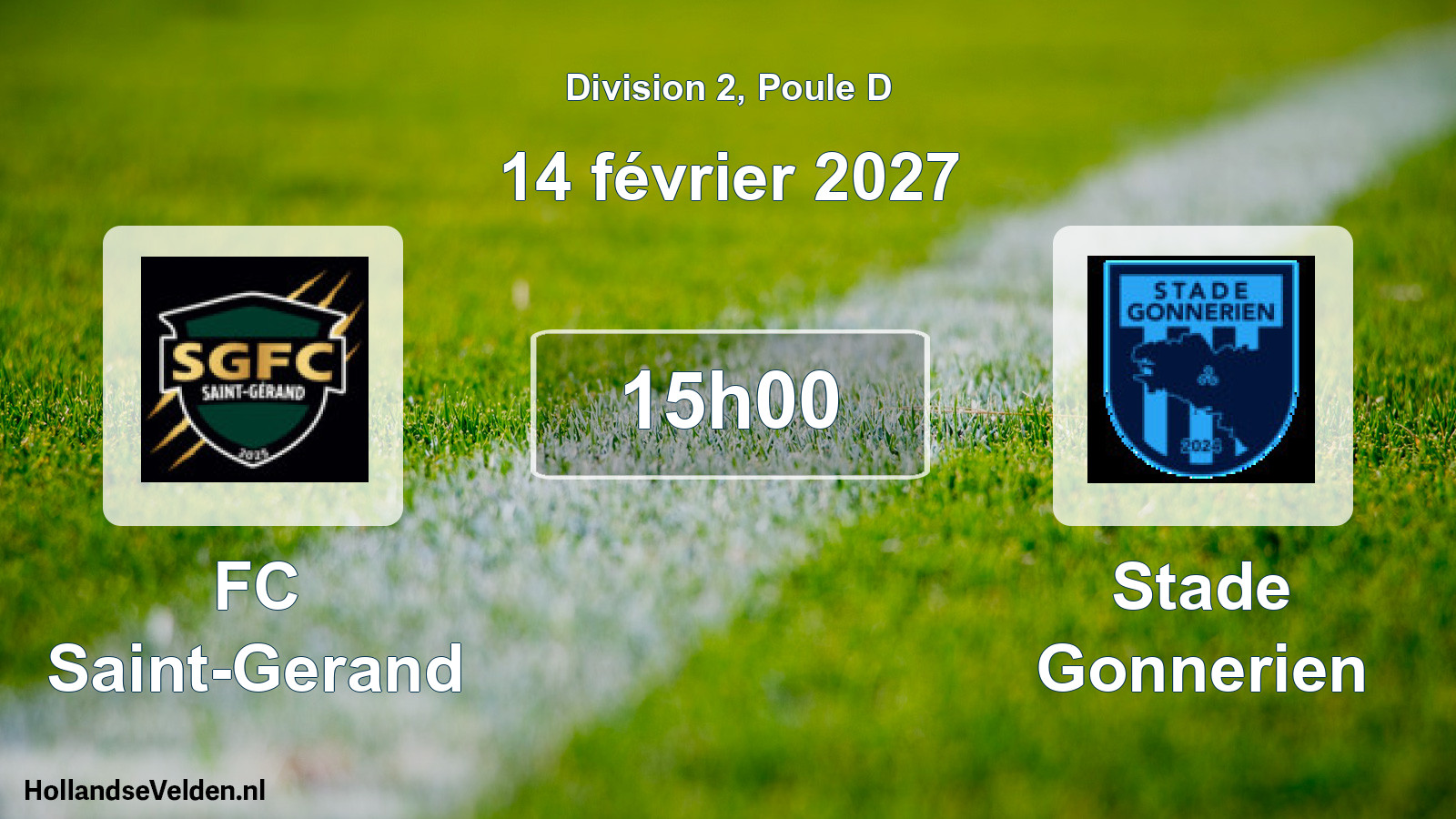 Match programmé: FC Saint-Gerand - Stade Gonnerien (14 février 2027)