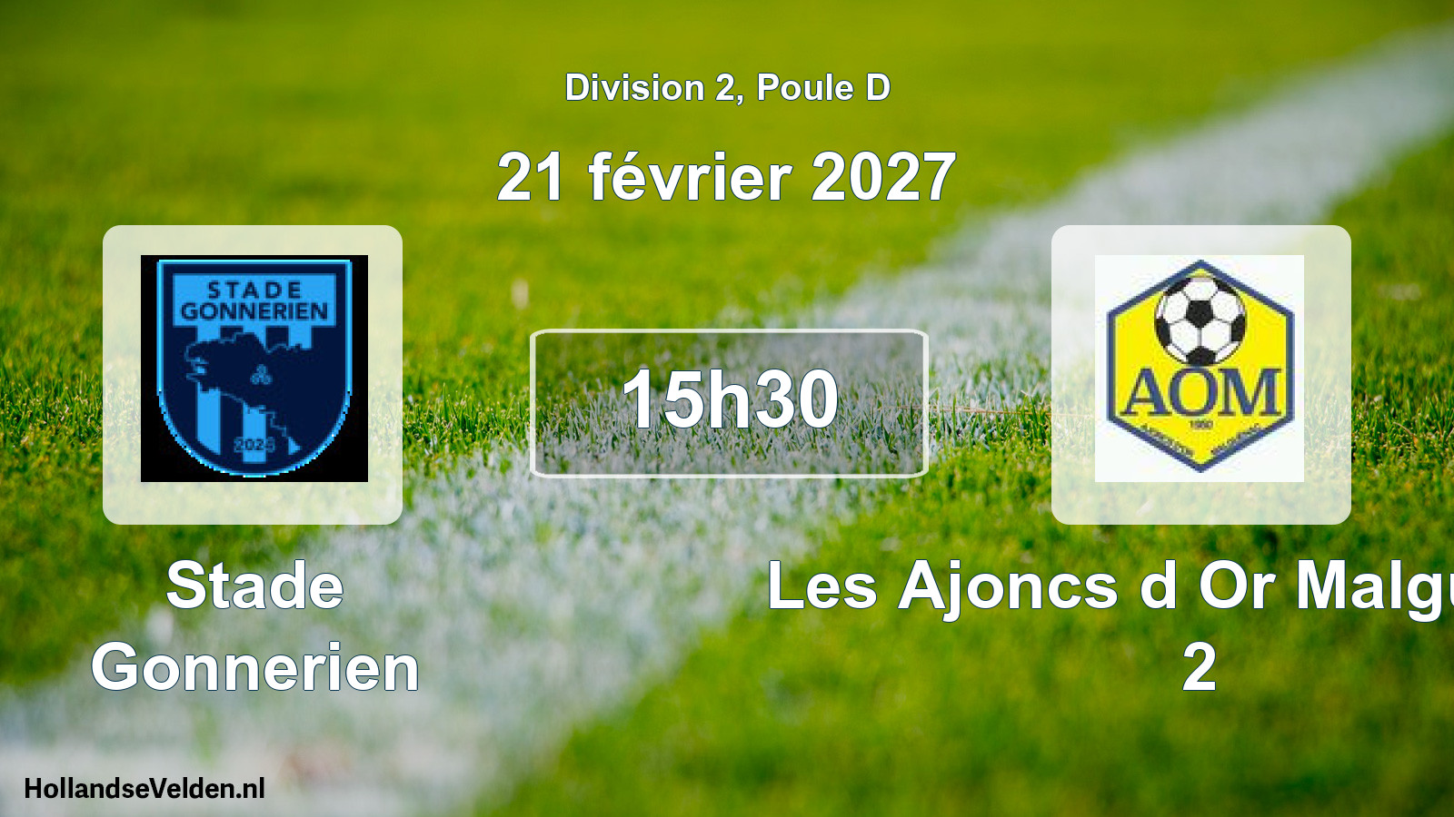 Match programmé: Stade Gonnerien - Les Ajoncs d Or Malguenac 2 (21 février 2027)