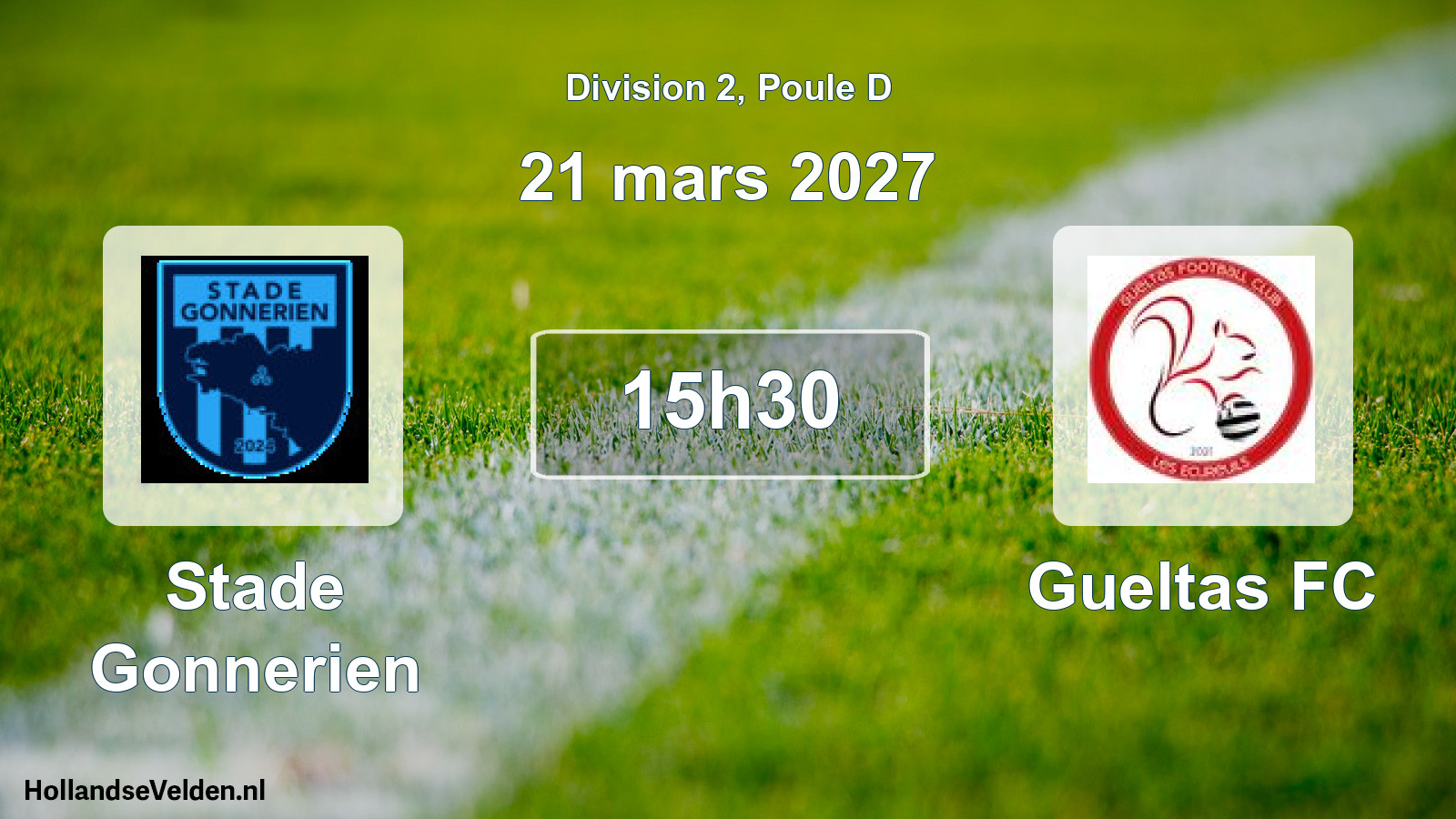 Match programmé: Stade Gonnerien - Gueltas FC (21 mars 2027)