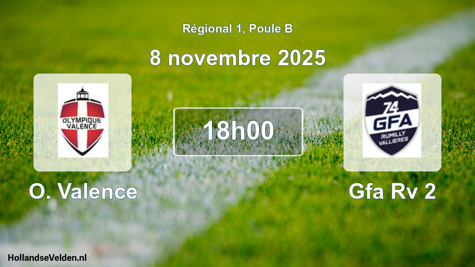 Geplande wedstrijd: O. Valence - Gfa Rv 2 (8 novembre 2025)