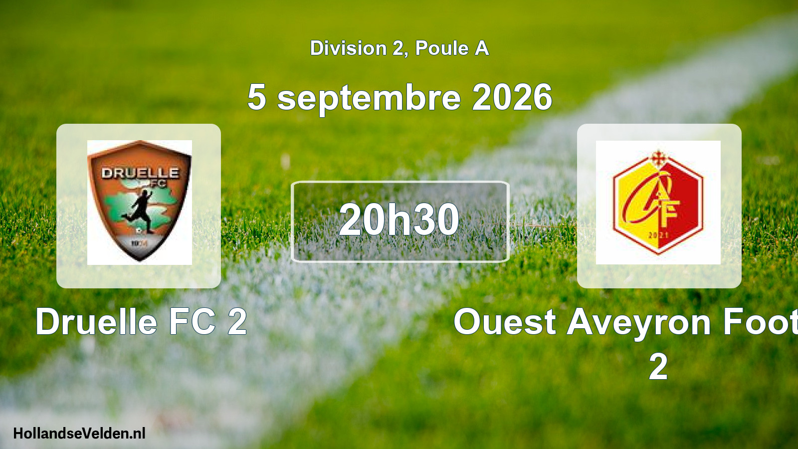 Match programmé: Druelle FC 2 - Ouest Aveyron Football 2 (5 septembre 2026)