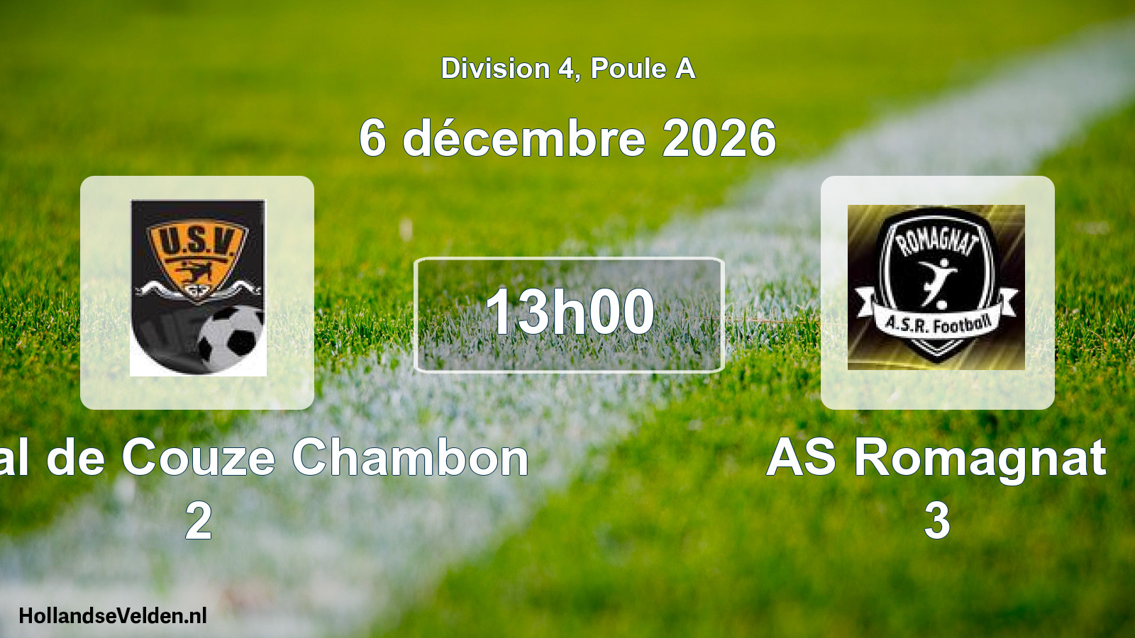 Match programmé: US Val de Couze Chambon 2 - AS Romagnat 3 (6 décembre 2026)