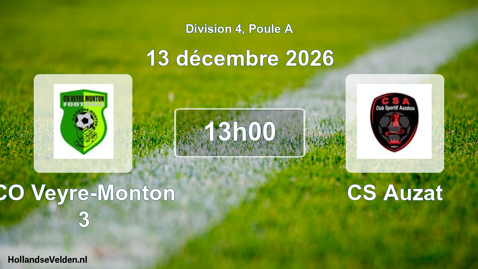 Match programmé: CO Veyre-Monton 3 - CS Auzat (13 décembre 2026)