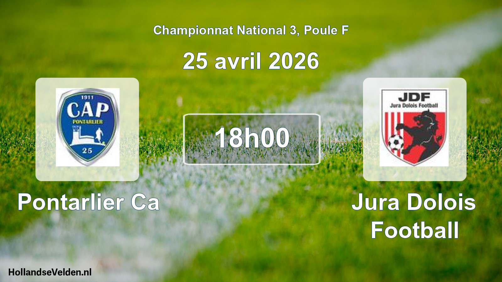 Scheduled Match: Pontarlier Ca - Jura Dolois Football (25 April 2026)