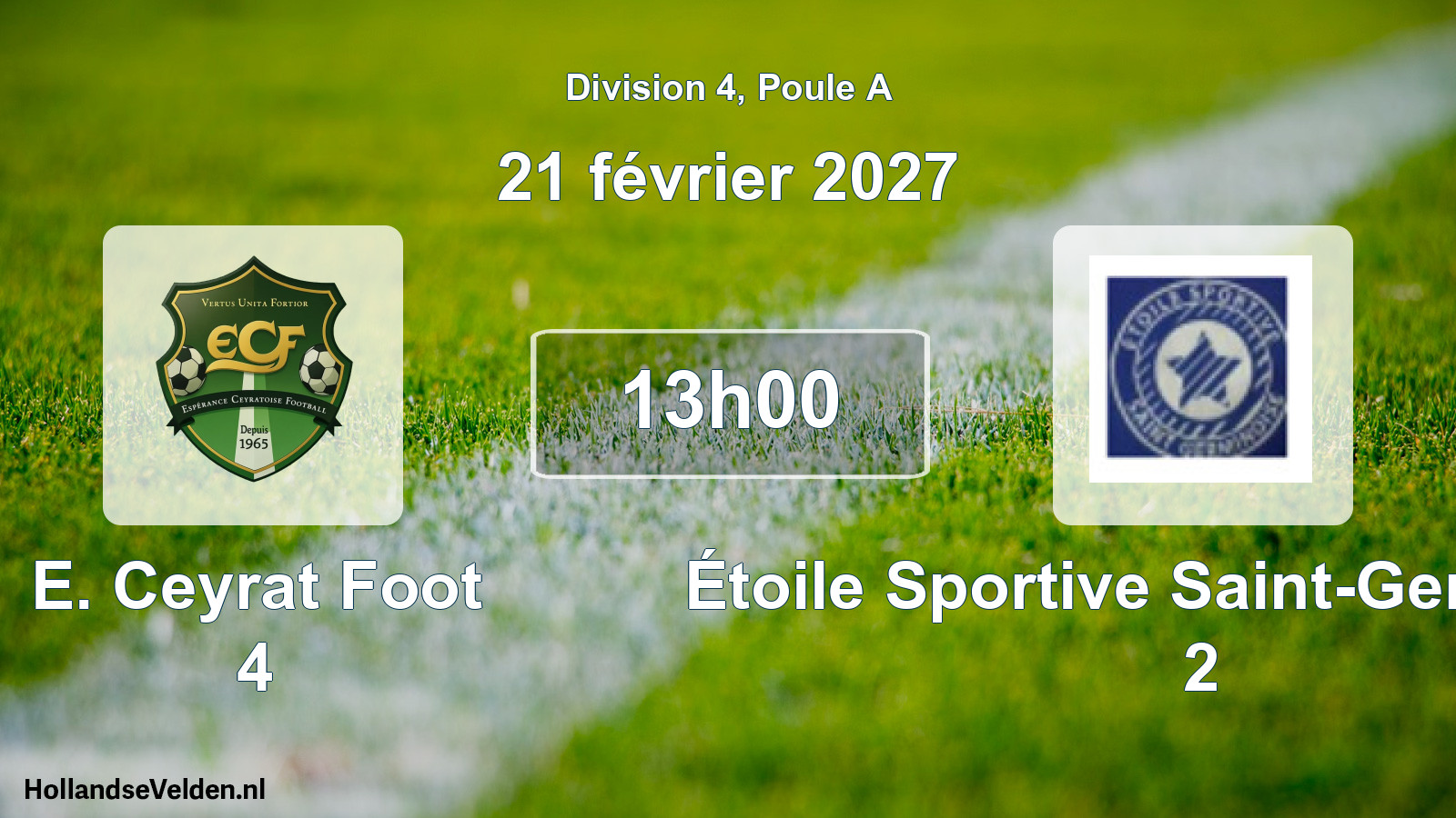 Scheduled Match: E. Ceyrat Foot 4 - Étoile Sportive Saint-Germinoise 2 (21 February 2027)