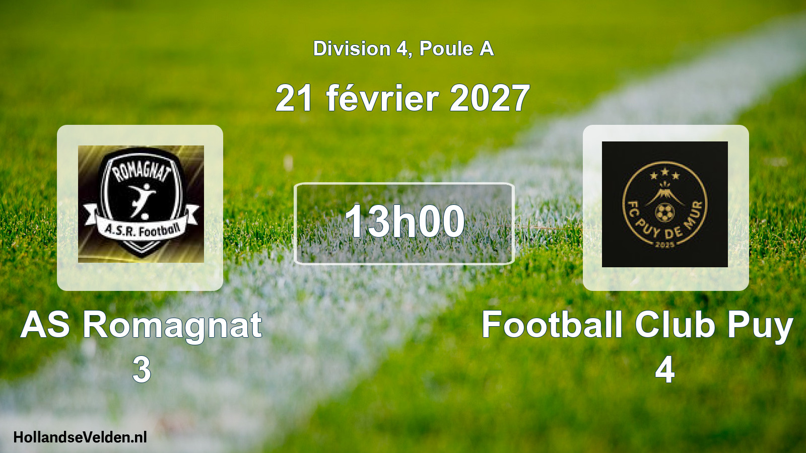 Scheduled Match: AS Romagnat 3 - Football Club Puy De 4 (21 February 2027)