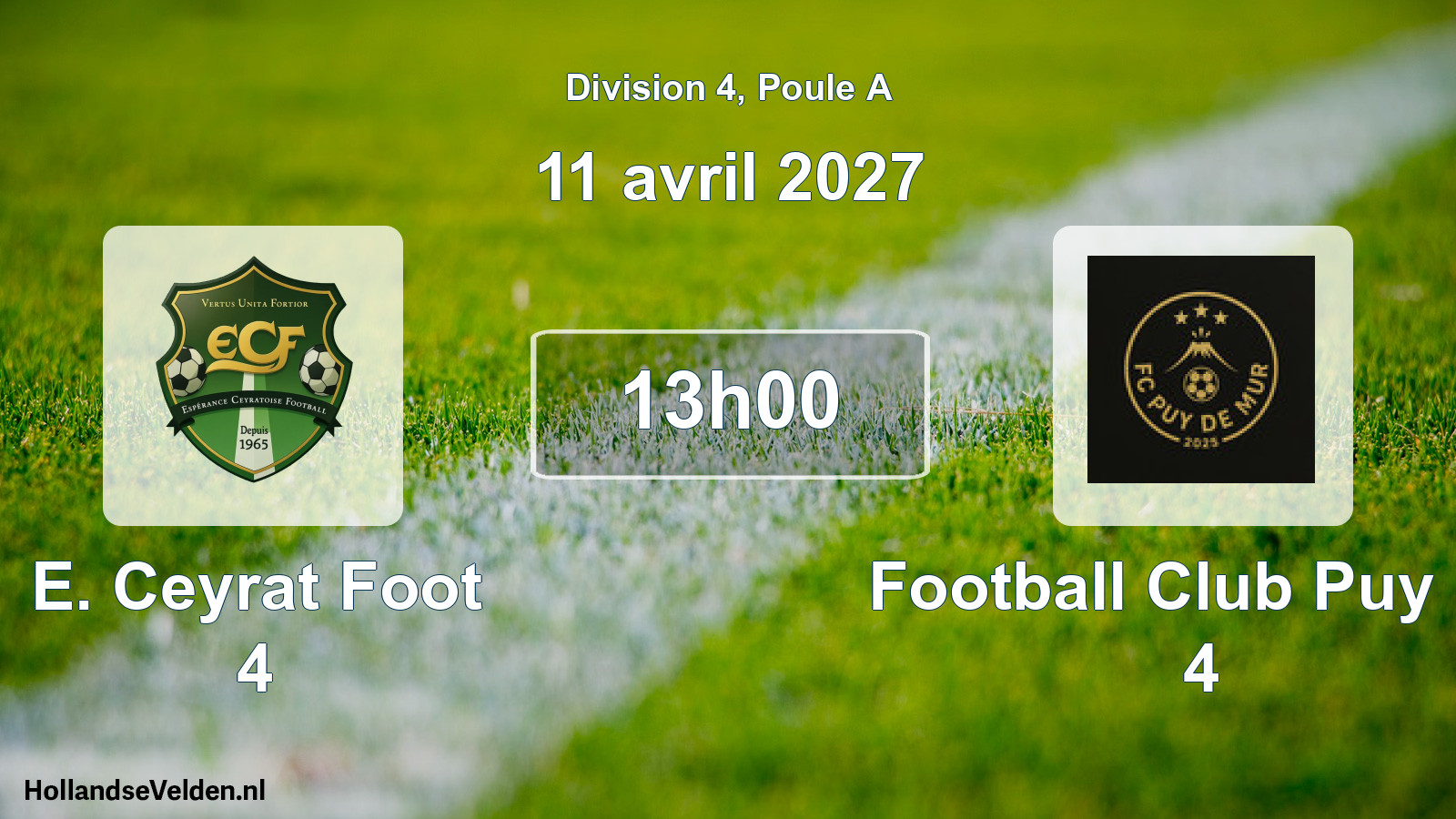 Match programmé: E. Ceyrat Foot 4 - Football Club Puy De 4 (11 avril 2027)