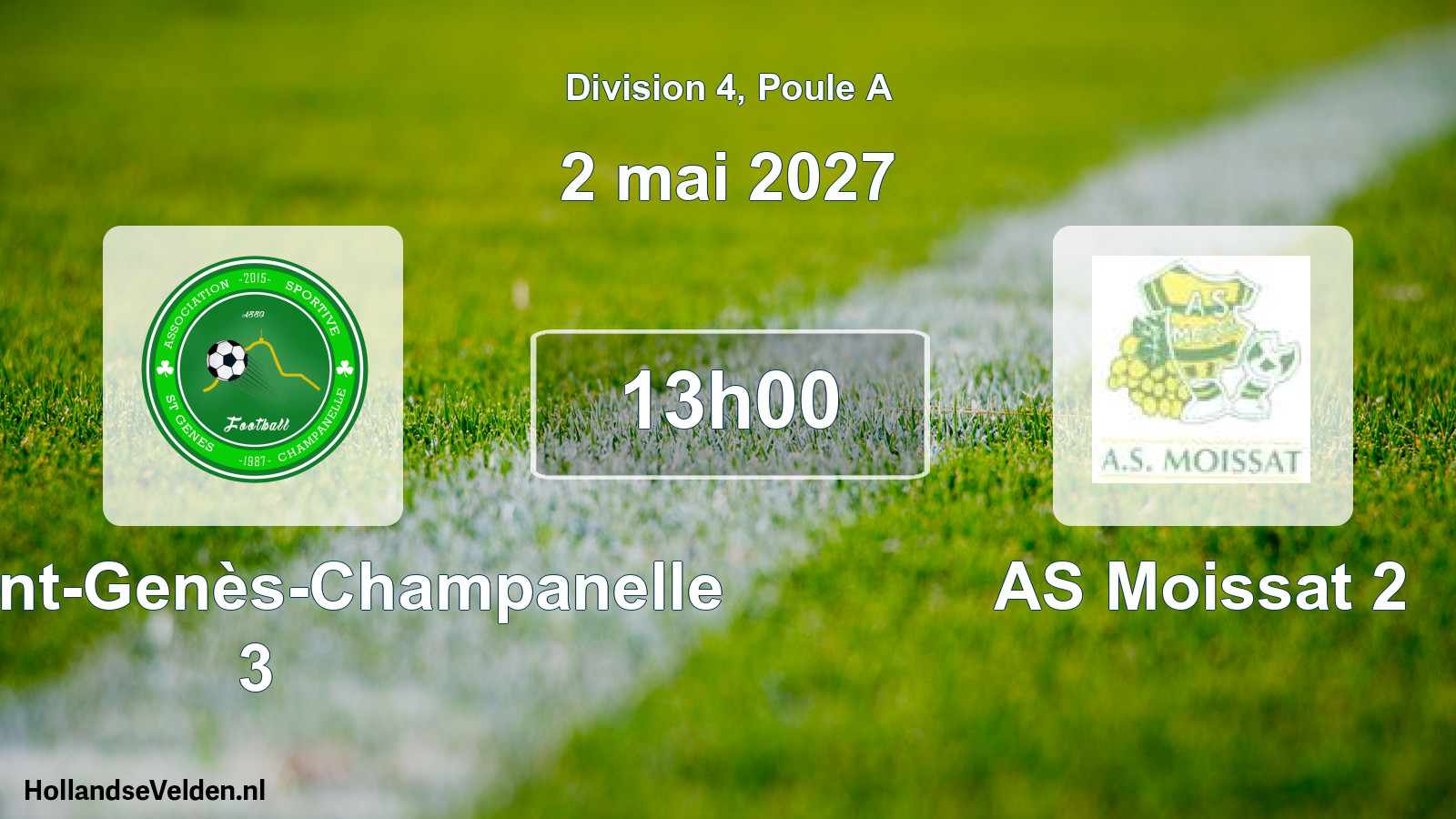 Scheduled Match: AS Saint-Genès-Champanelle 3 - AS Moissat 2 (2 May 2027)