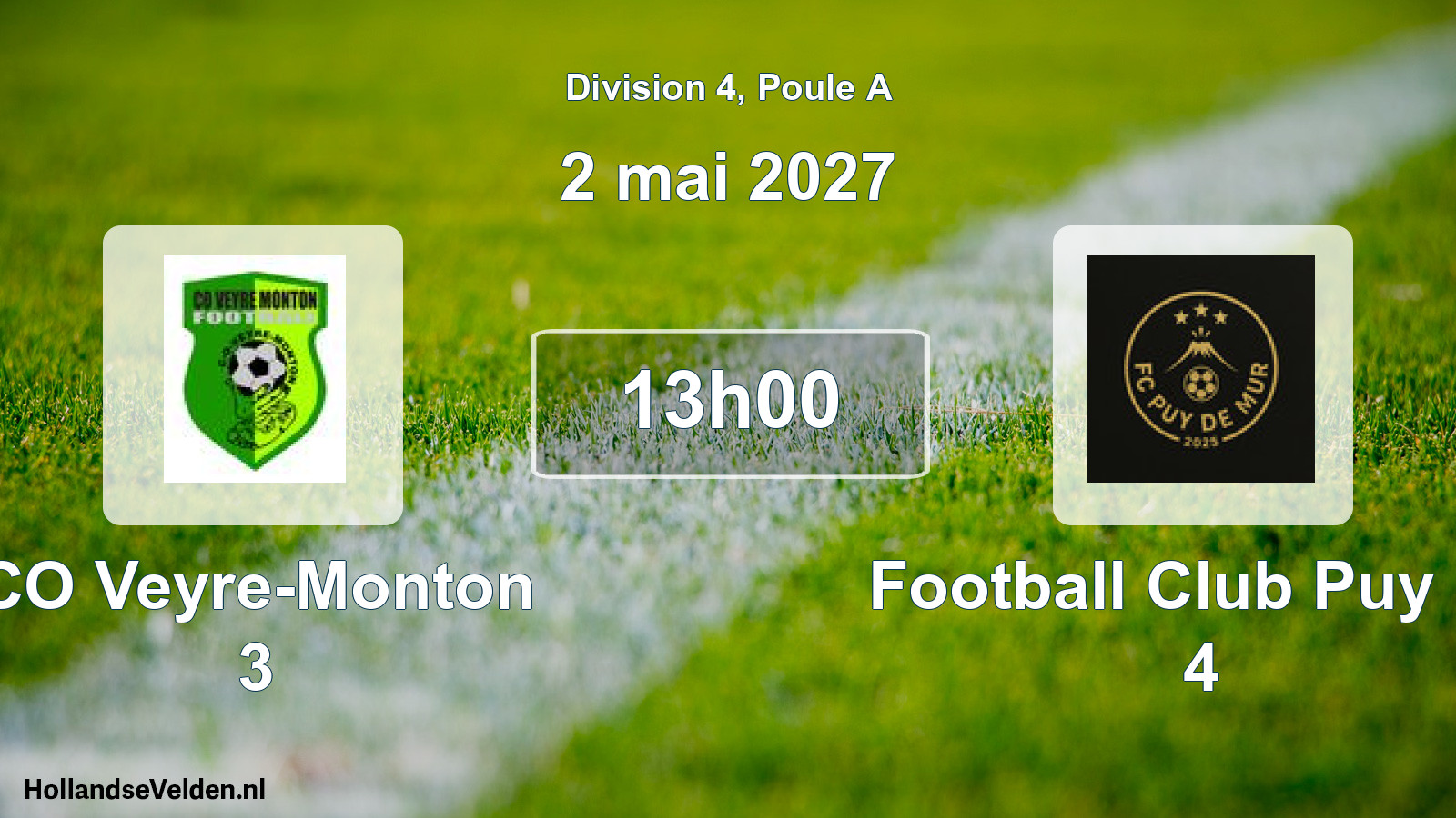 Match programmé: CO Veyre-Monton 3 - Football Club Puy De 4 (2 mai 2027)