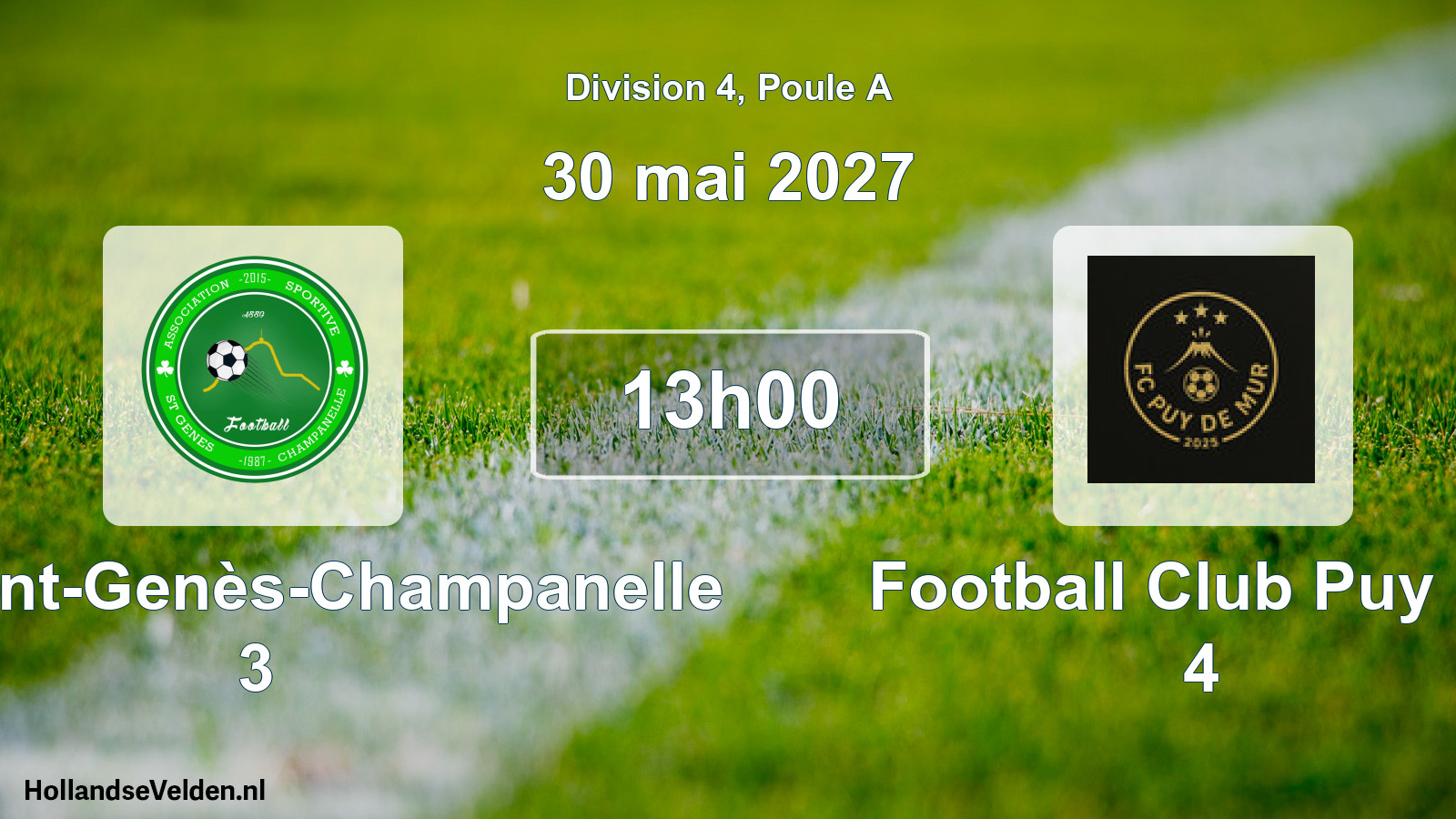 Match programmé: AS Saint-Genès-Champanelle 3 - Football Club Puy De 4 (30 mai 2027)