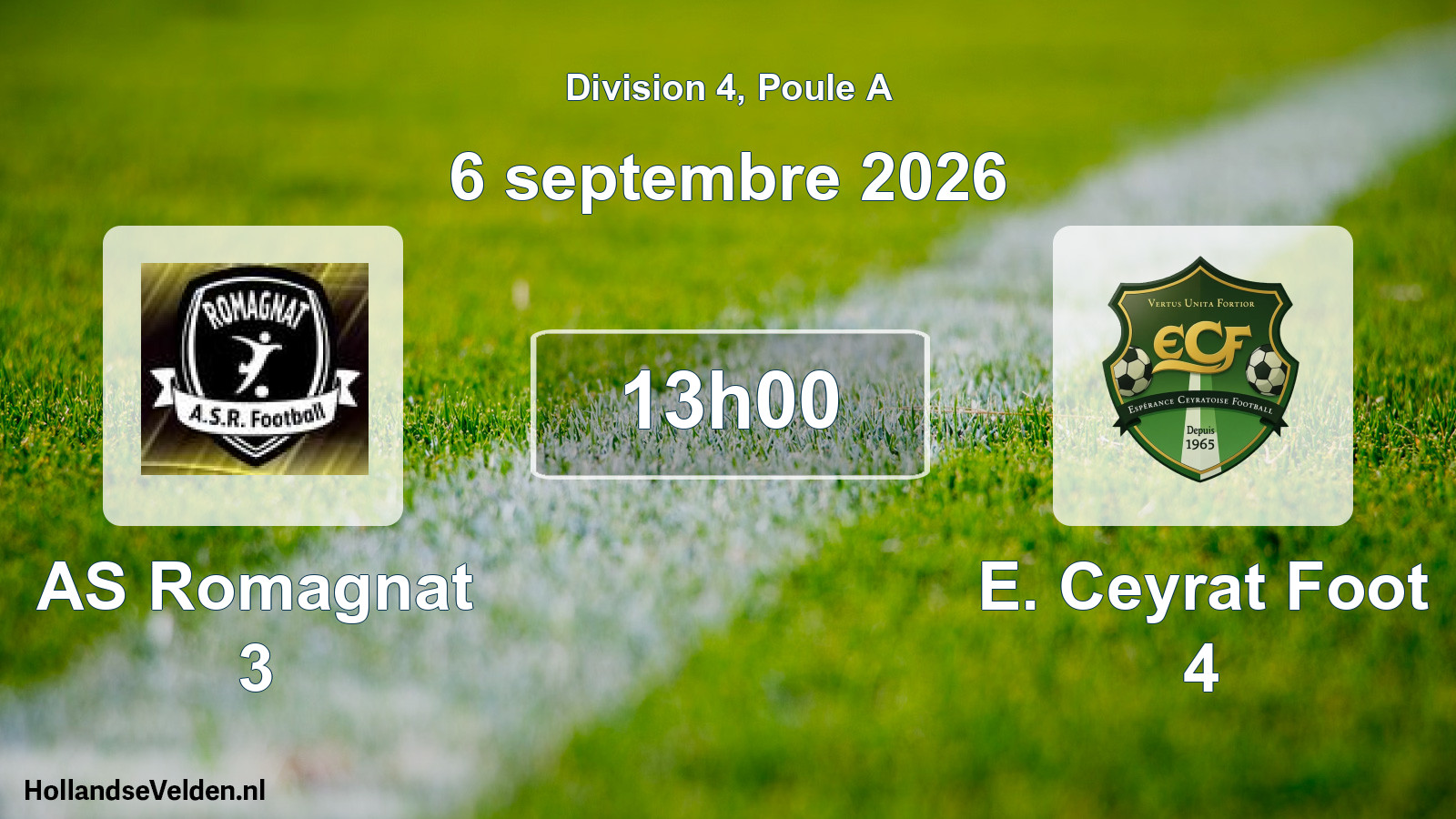 Match programmé: AS Romagnat 3 - E. Ceyrat Foot 4 (6 septembre 2026)
