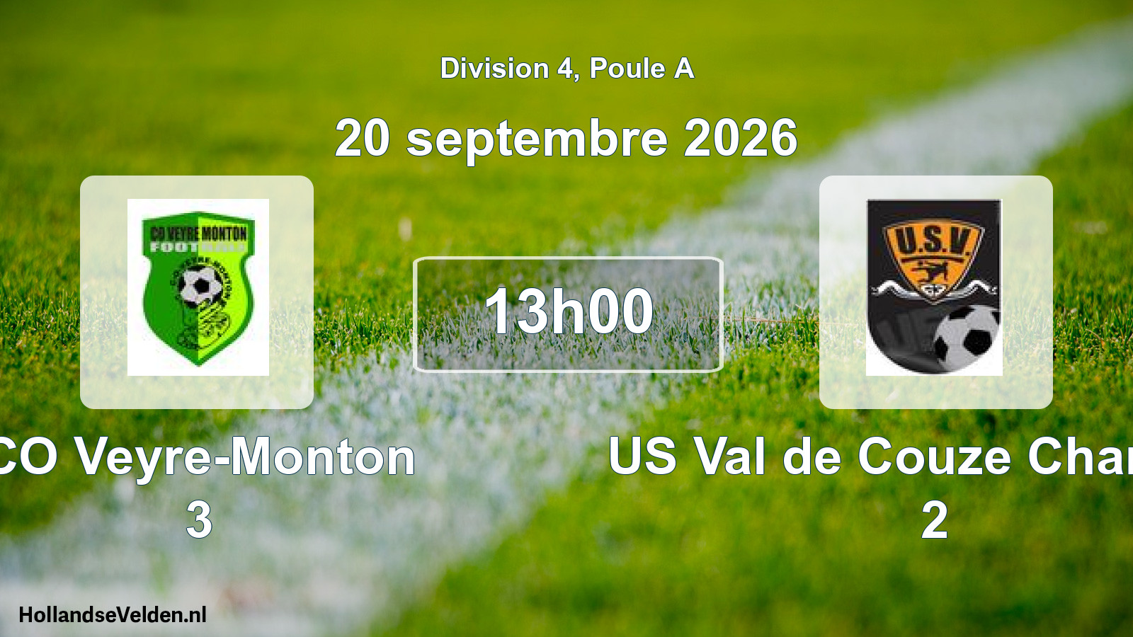 Scheduled Match: CO Veyre-Monton 3 - US Val de Couze Chambon 2 (20 September 2026)