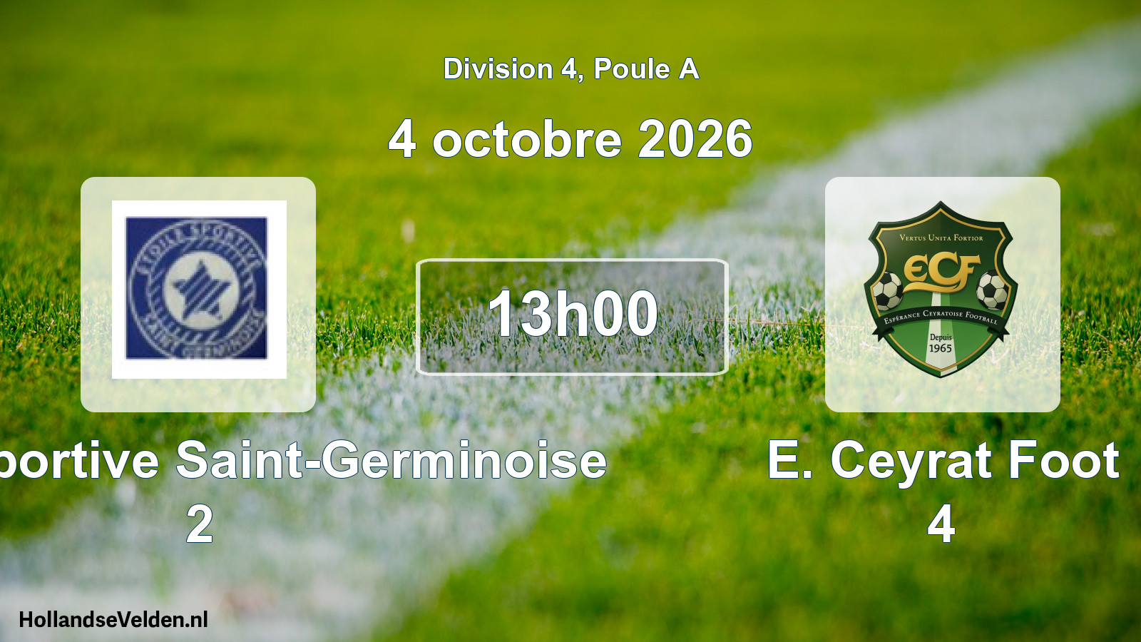 Scheduled Match: Étoile Sportive Saint-Germinoise 2 - E. Ceyrat Foot 4 (4 October 2026)
