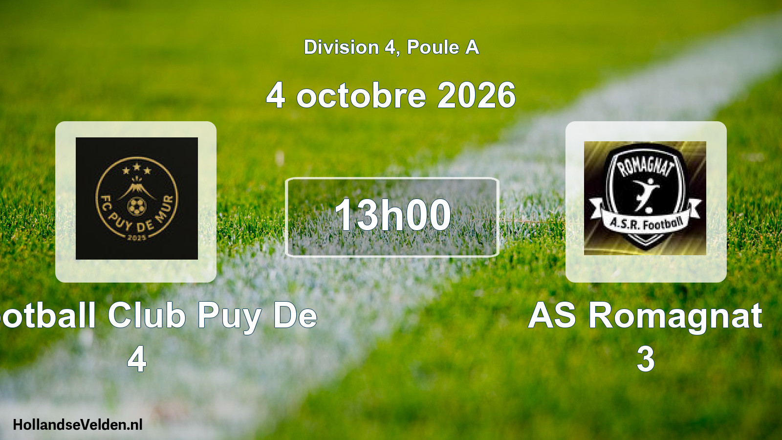 Scheduled Match: Football Club Puy De 4 - AS Romagnat 3 (4 October 2026)