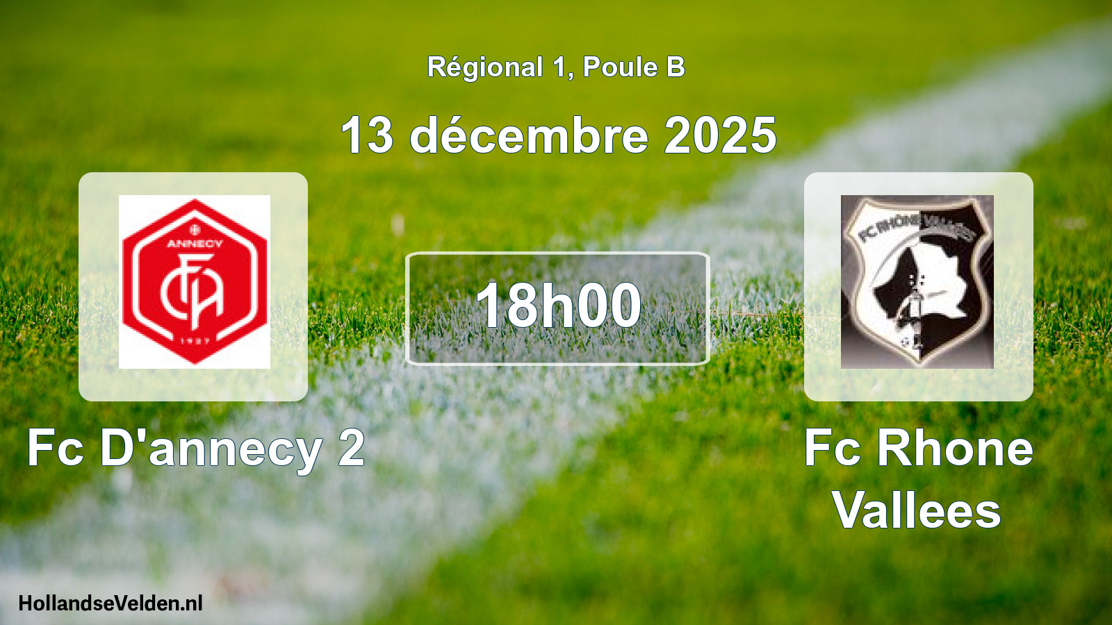 Geplande wedstrijd: Fc D'annecy 2 - Fc Rhone Vallees (13 décembre 2025)