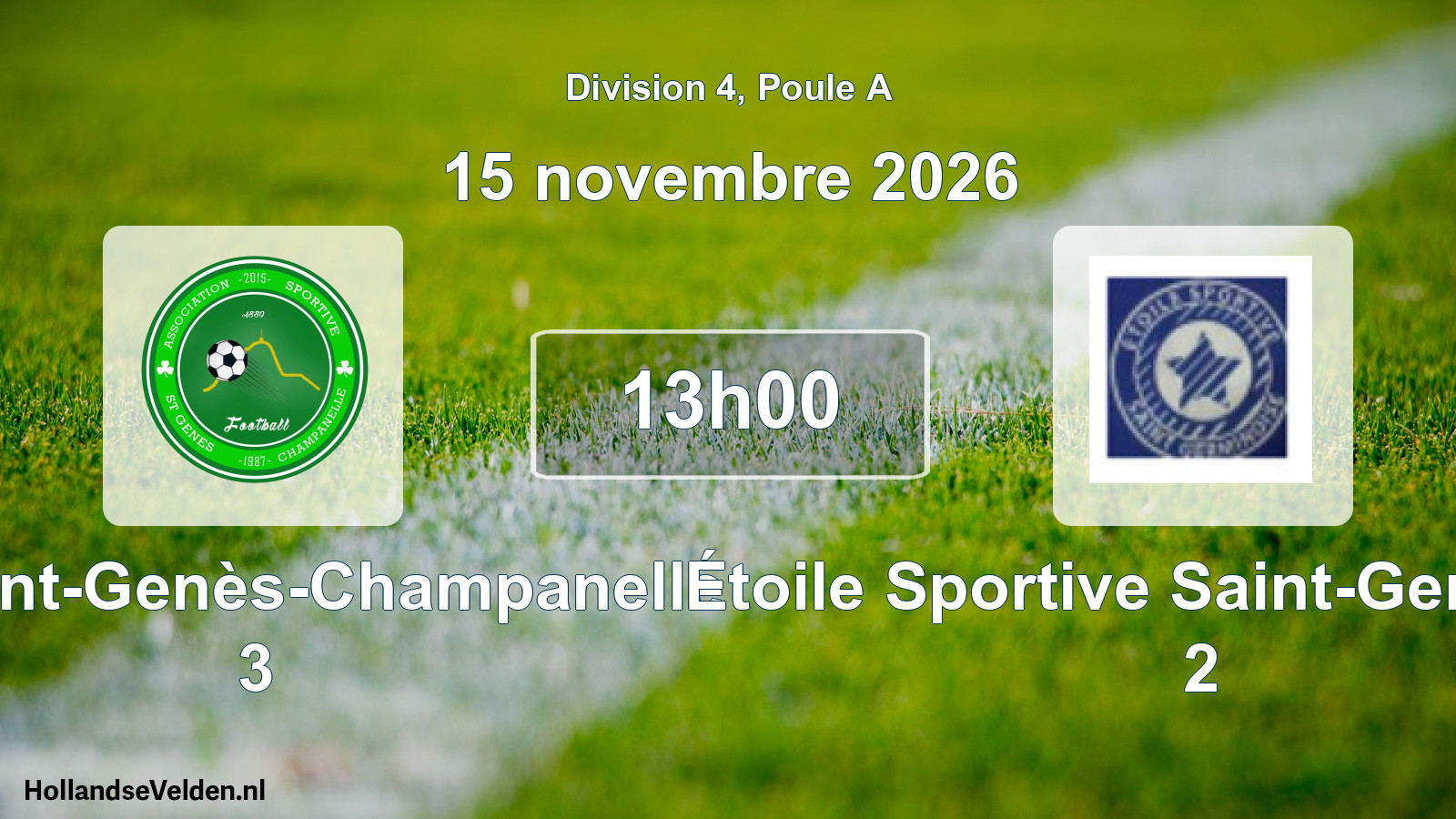Scheduled Match: AS Saint-Genès-Champanelle 3 - Étoile Sportive Saint-Germinoise 2 (15 November 2026)