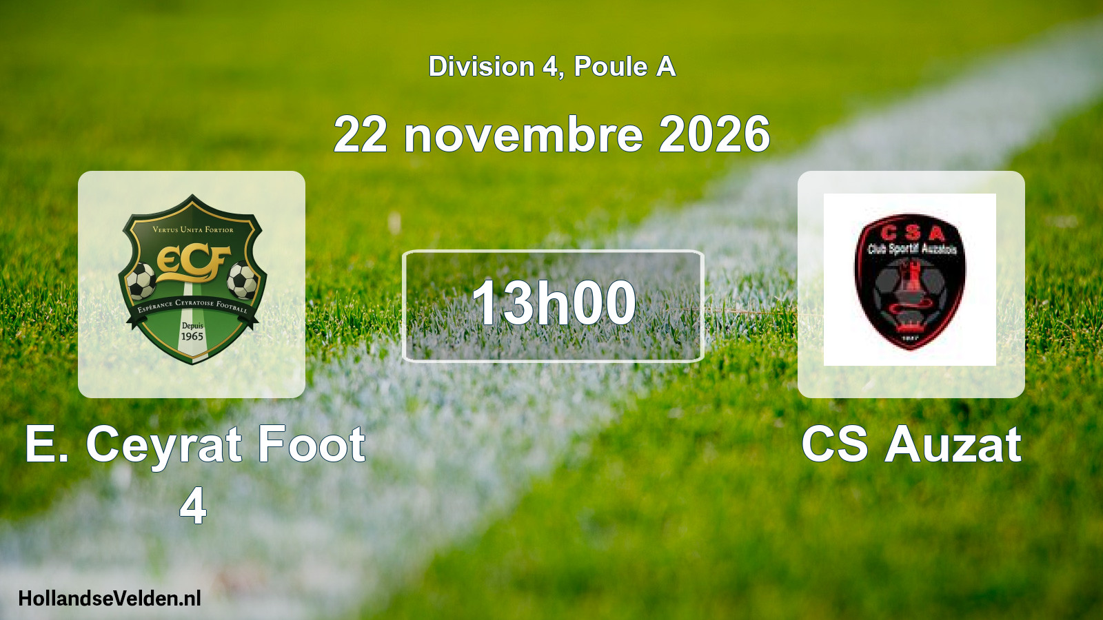 Match programmé: E. Ceyrat Foot 4 - CS Auzat (22 novembre 2026)