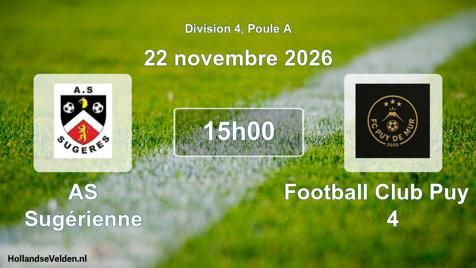 Match programmé: AS Sugérienne - Football Club Puy De 4 (22 novembre 2026)