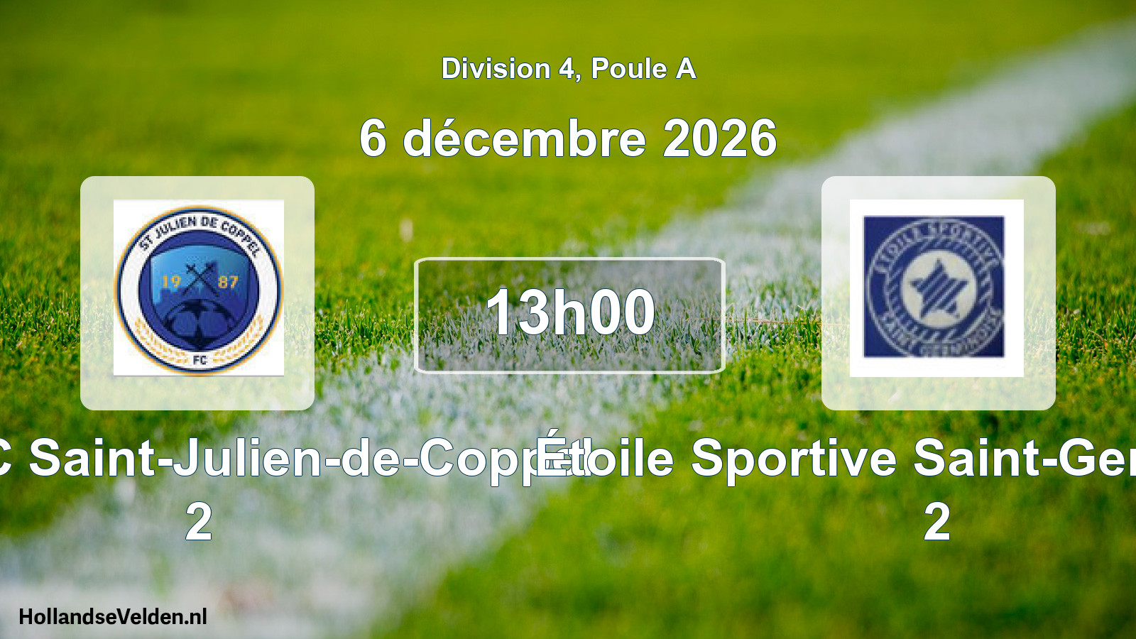 Match programmé: ACLSFC Saint-Julien-de-Coppel 2 - Étoile Sportive Saint-Germinoise 2 (6 décembre 2026)
