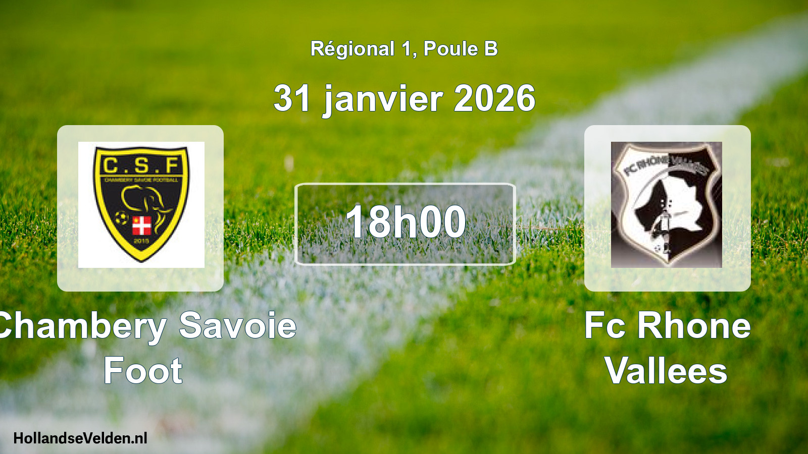 Geplande wedstrijd: Chambery Savoie Foot - Fc Rhone Vallees (31 janvier 2026)