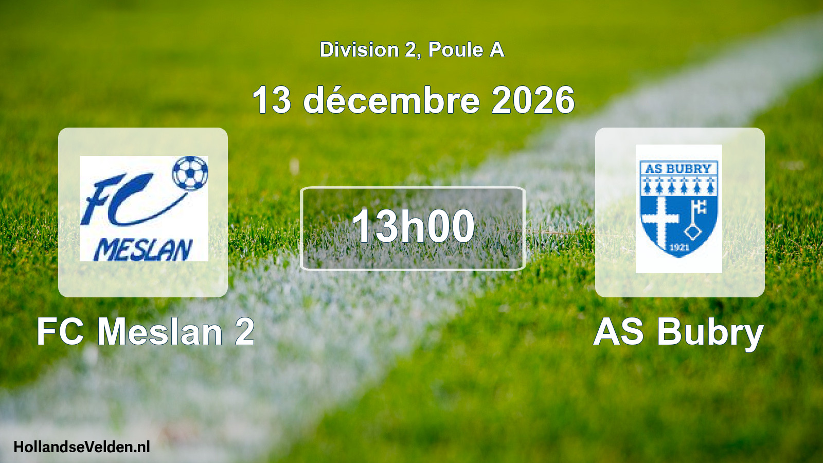 Geplande wedstrijd: FC Meslan 2 - AS Bubry (13 december 2026)
