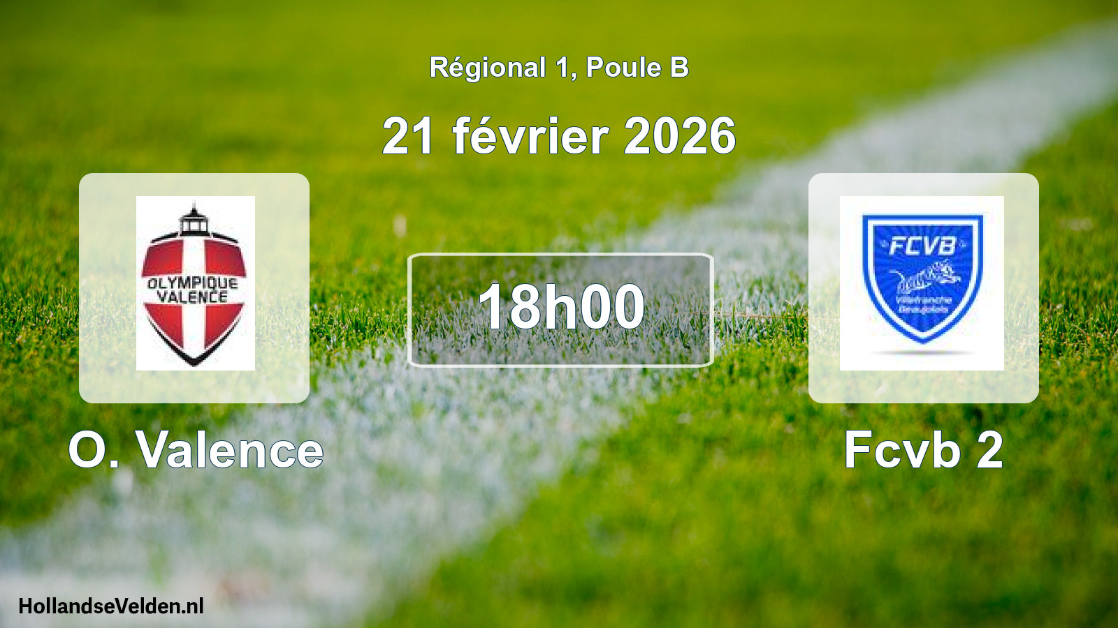 Geplande wedstrijd: O. Valence - Fcvb 2 (21 februari 2026)