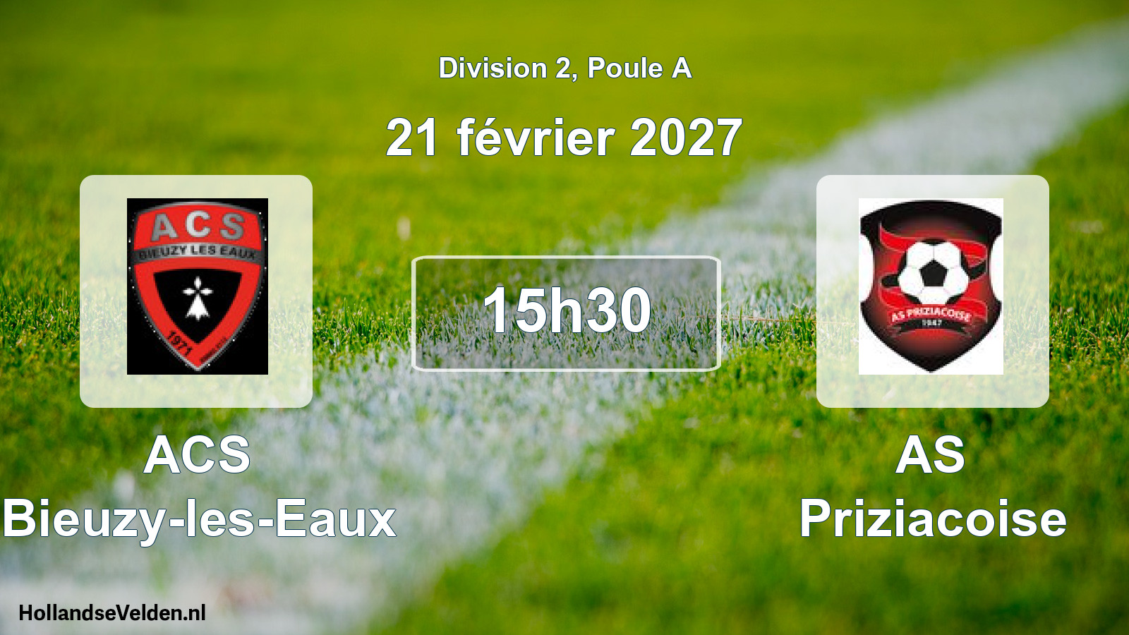 Match programmé: ACS Bieuzy-les-Eaux - AS Priziacoise (21 février 2027)