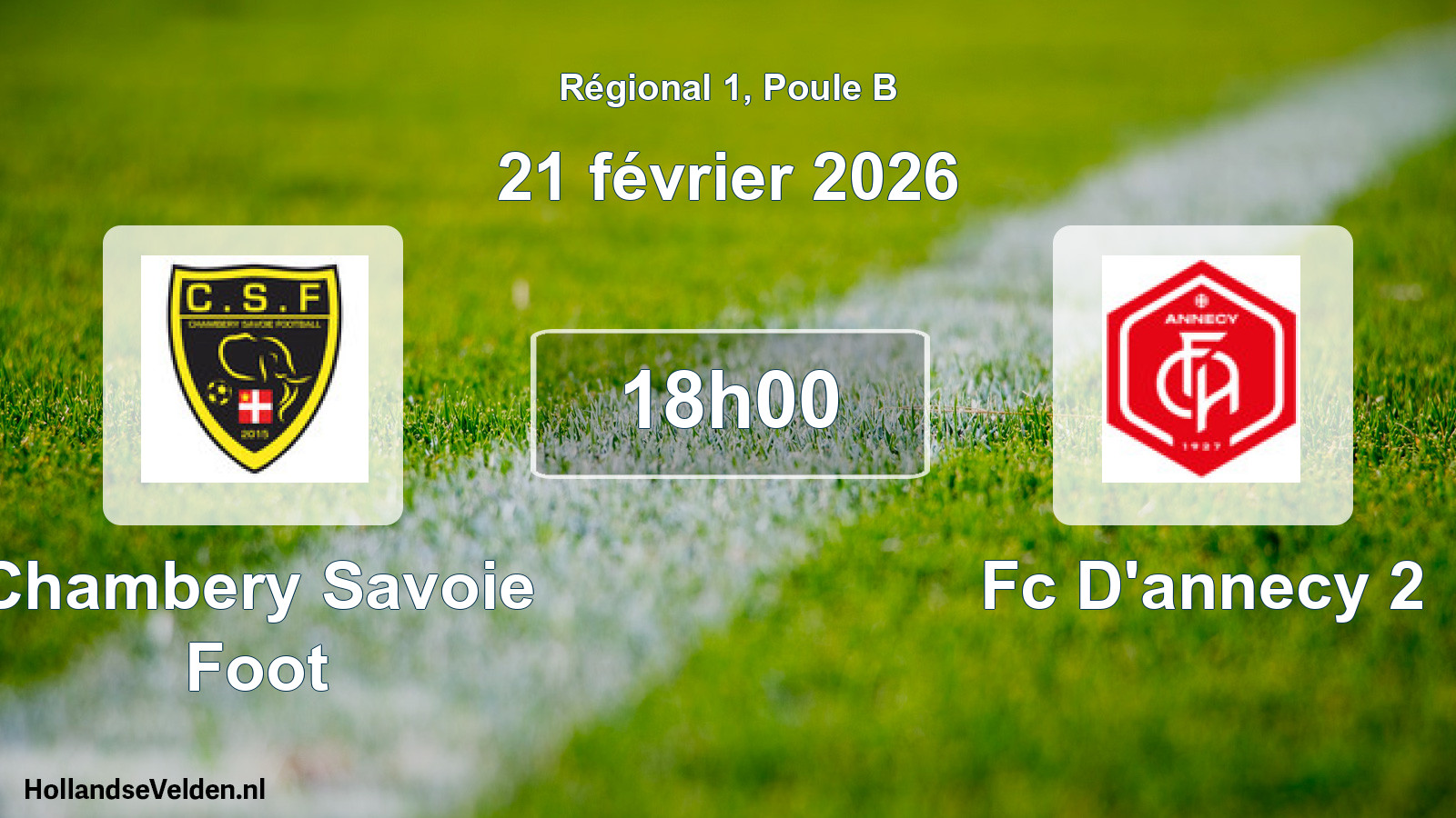 Geplande wedstrijd: Chambery Savoie Foot - Fc D'annecy 2 (21 février 2026)