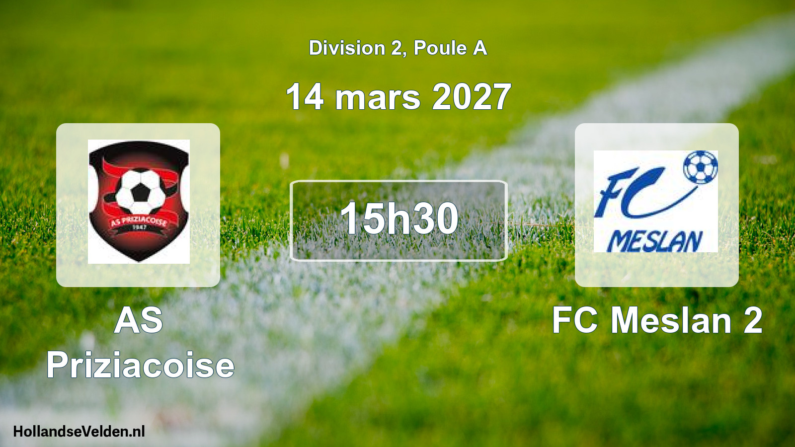 Match programmé: AS Priziacoise - FC Meslan 2 (14 mars 2027)