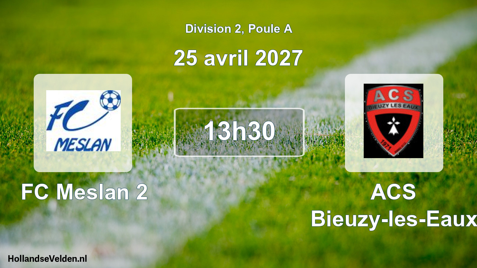 Match programmé: FC Meslan 2 - ACS Bieuzy-les-Eaux (25 avril 2027)