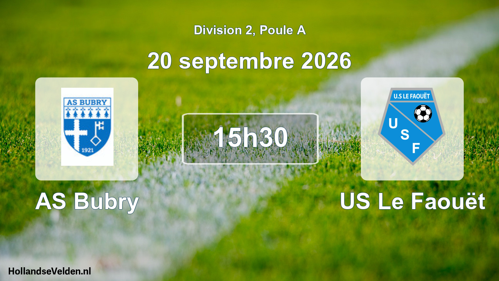 Match programmé: AS Bubry - US Le Faouët (20 septembre 2026)