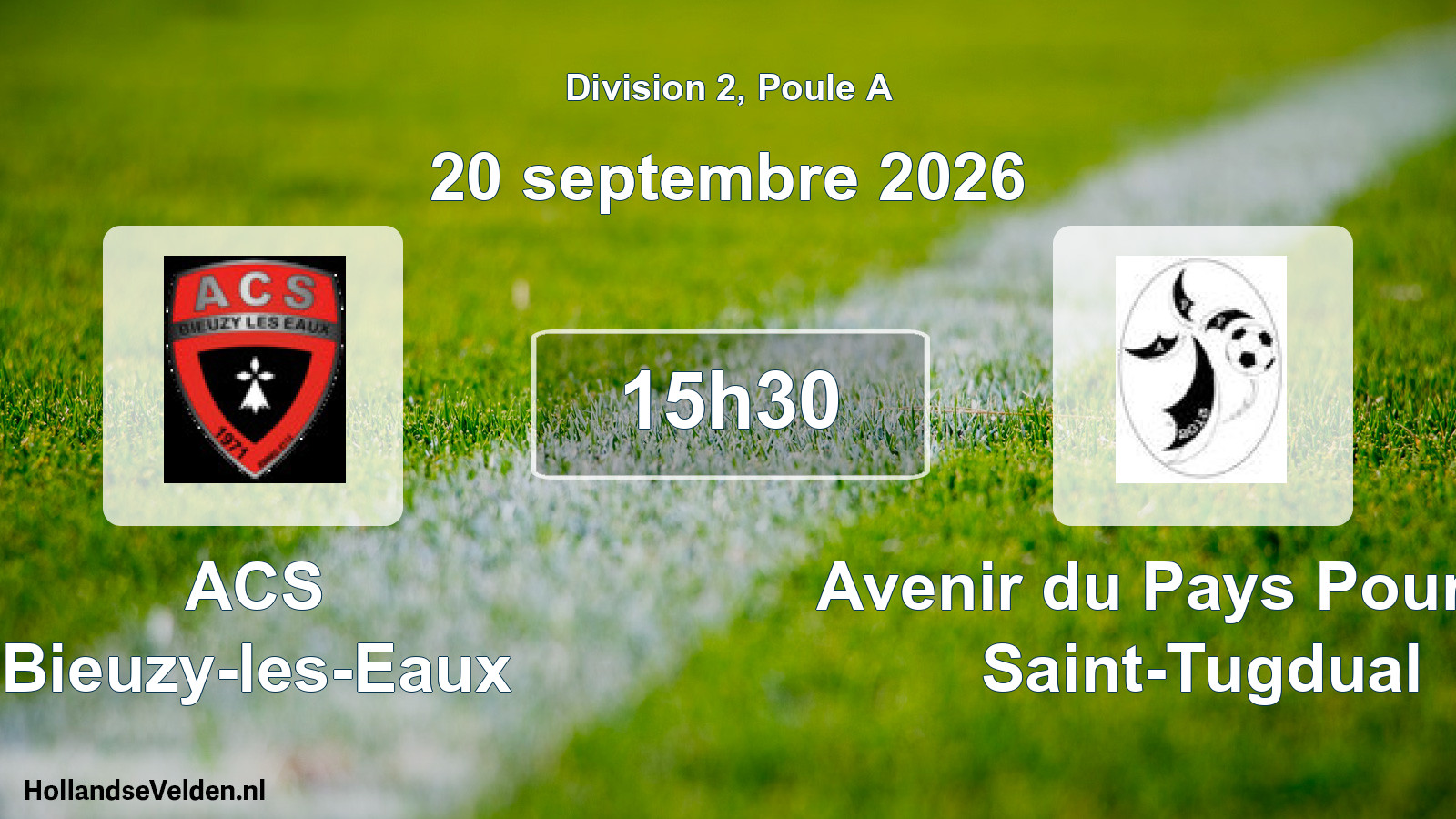 Match programmé: ACS Bieuzy-les-Eaux - Avenir du Pays Pourleth Saint-Tugdual (20 septembre 2026)