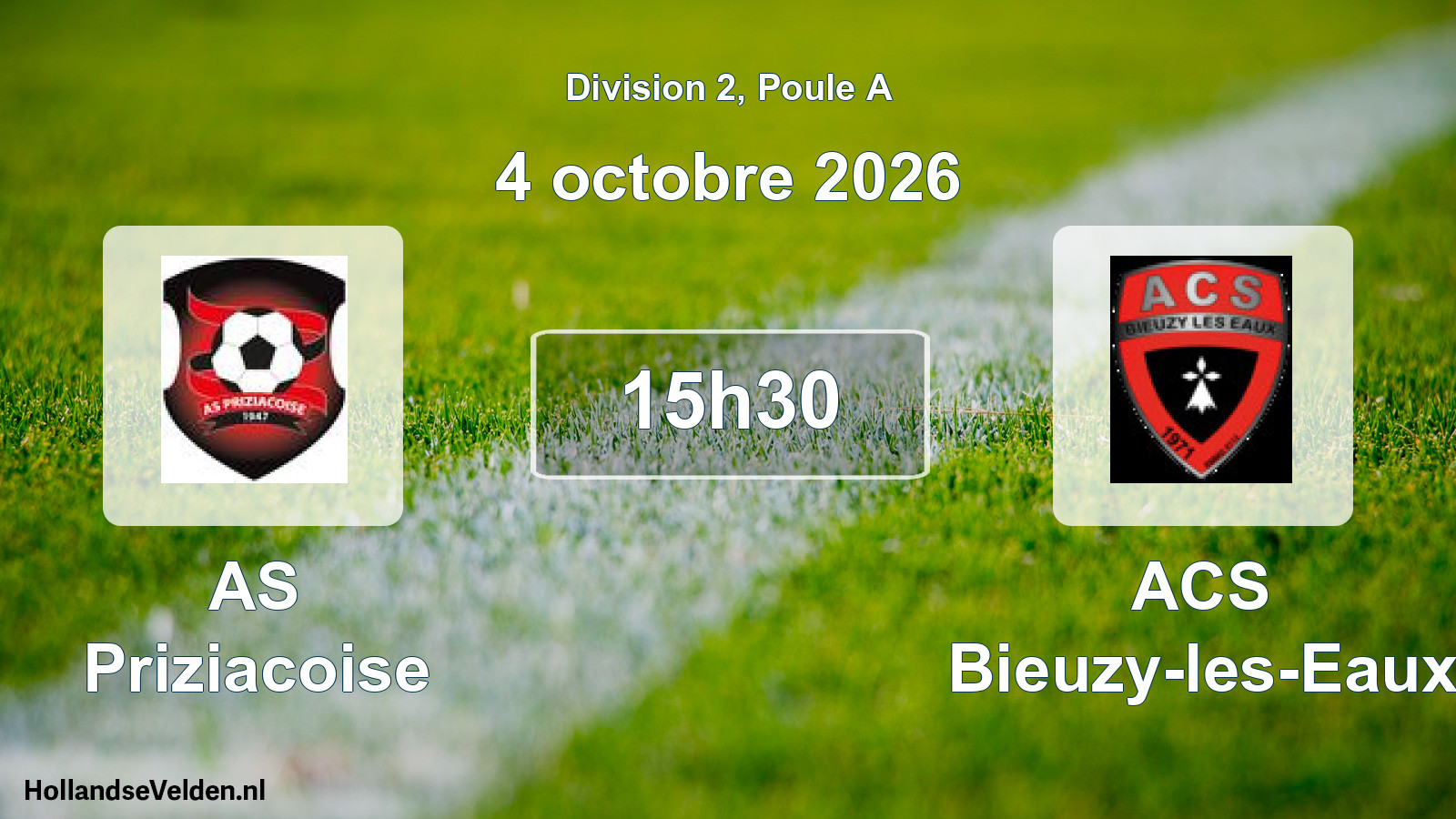 Match programmé: AS Priziacoise - ACS Bieuzy-les-Eaux (4 octobre 2026)