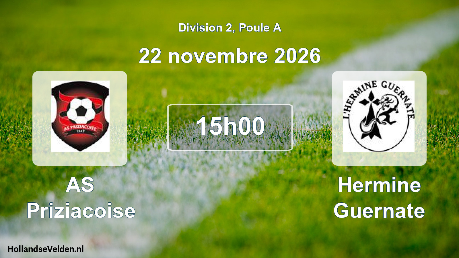 Match programmé: AS Priziacoise - Hermine Guernate (22 novembre 2026)