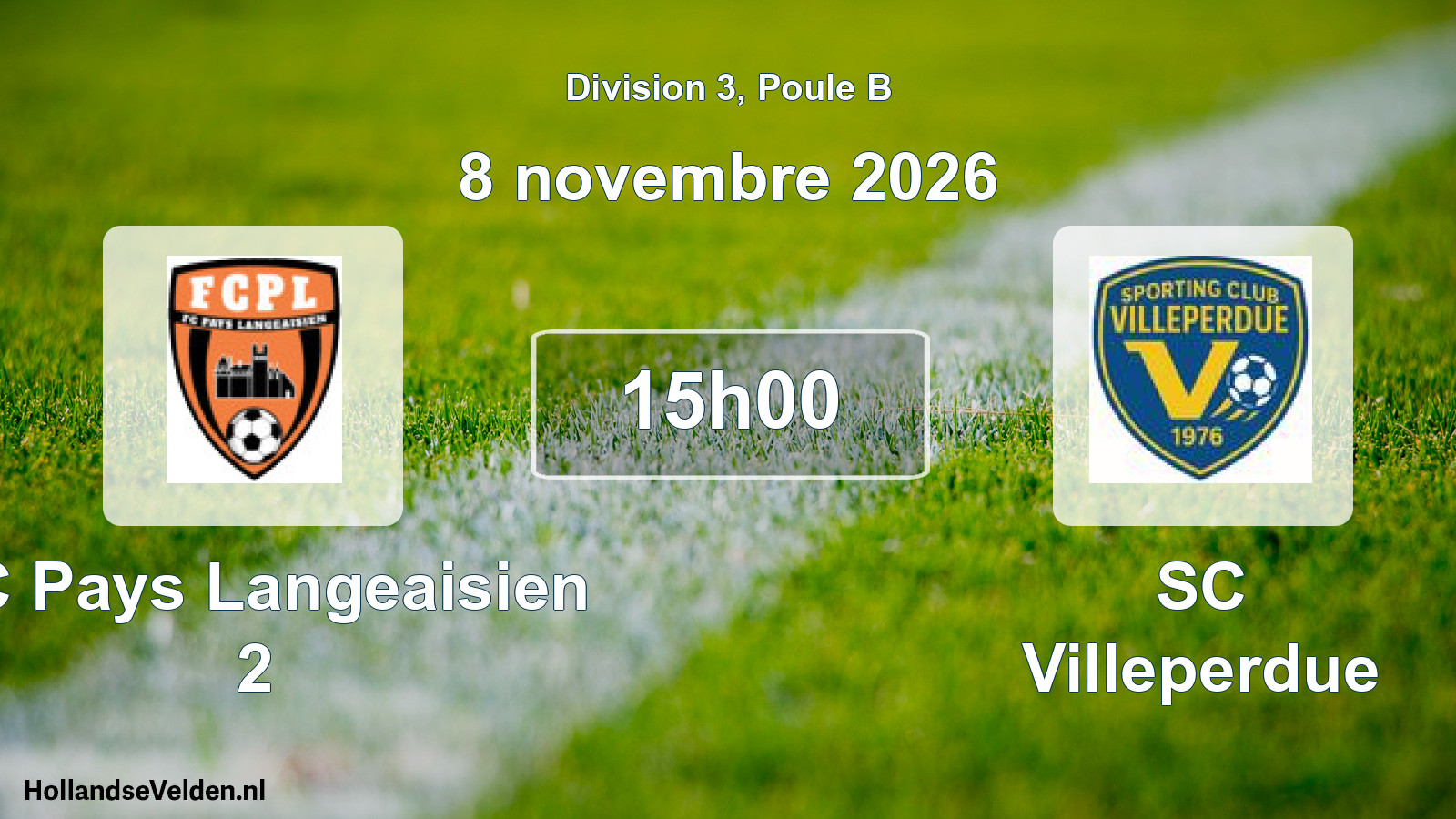 Match programmé: FC Pays Langeaisien 2 - SC Villeperdue (8 novembre 2026)