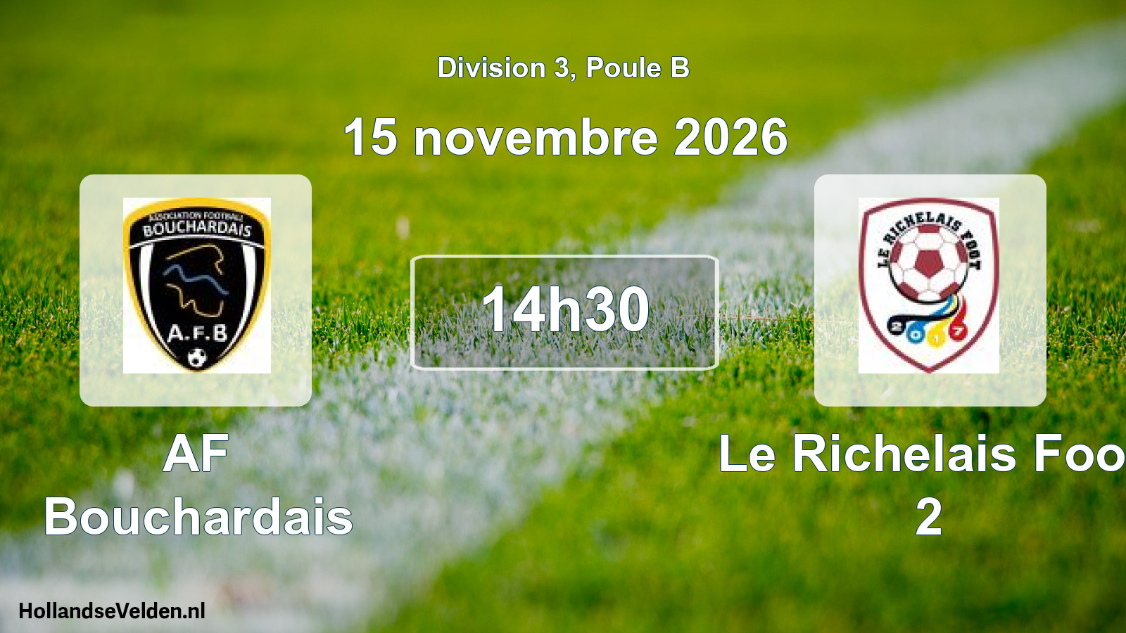 Match programmé: AF Bouchardais - Le Richelais Foot 2 (15 novembre 2026)