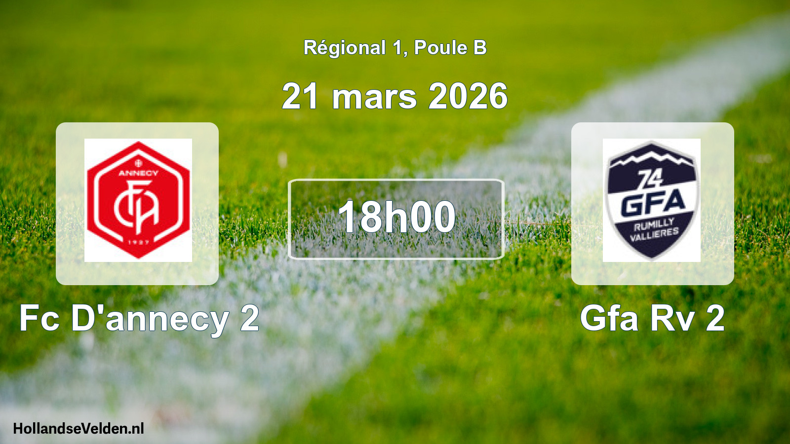 Geplande wedstrijd: Fc D'annecy 2 - Gfa Rv 2 (21 mars 2026)
