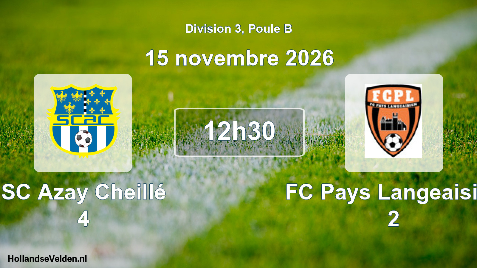Match programmé: SC Azay Cheillé 4 - FC Pays Langeaisien 2 (15 novembre 2026)