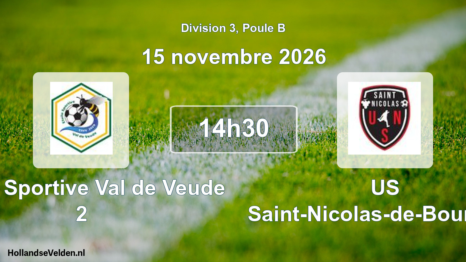Match programmé: Étoile Sportive Val de Veude 2 - US Saint-Nicolas-de-Bourgueil (15 novembre 2026)