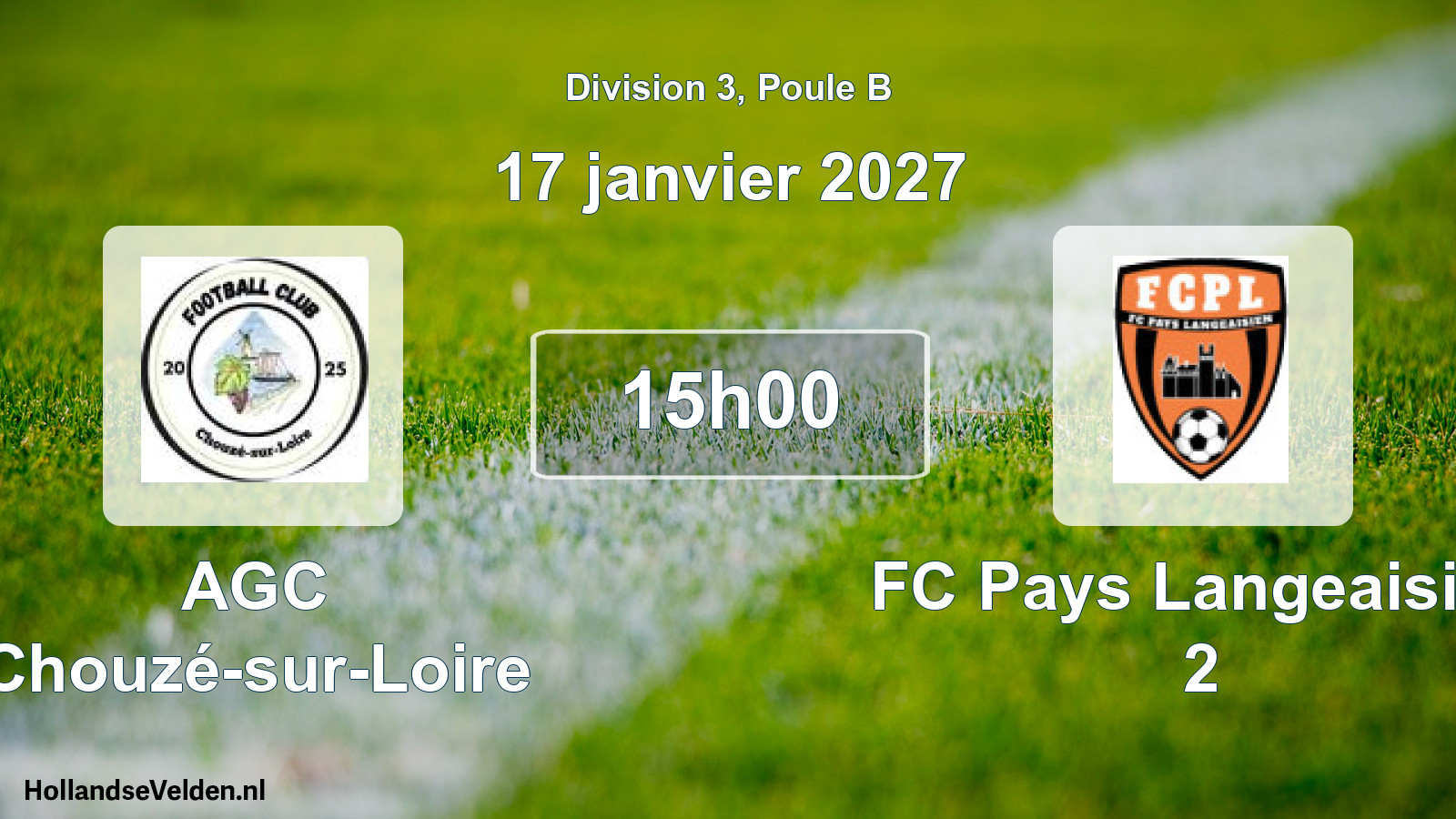 Match programmé: AGC Chouzé-sur-Loire - FC Pays Langeaisien 2 (17 janvier 2027)