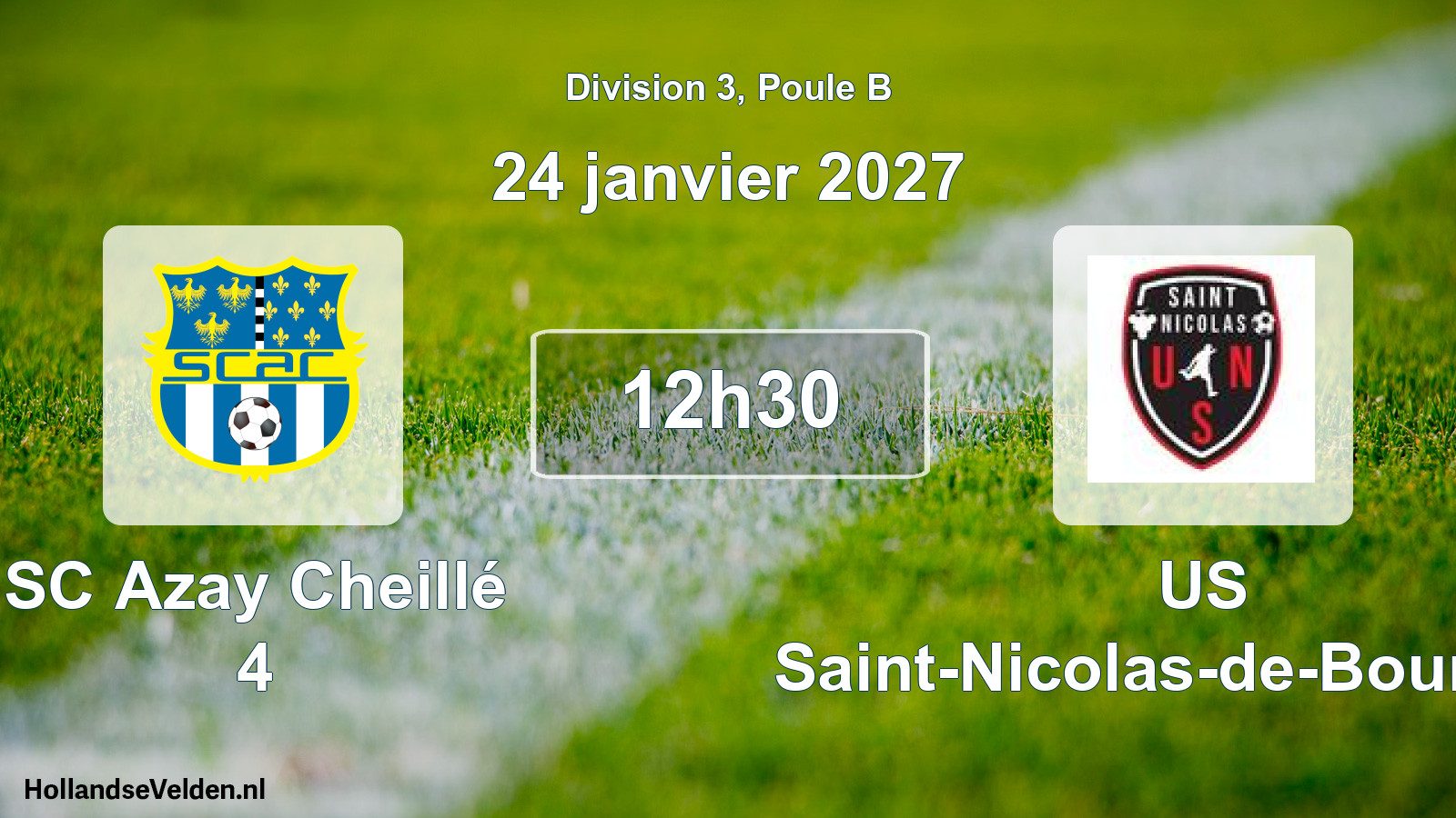 Match programmé: SC Azay Cheillé 4 - US Saint-Nicolas-de-Bourgueil (24 janvier 2027)
