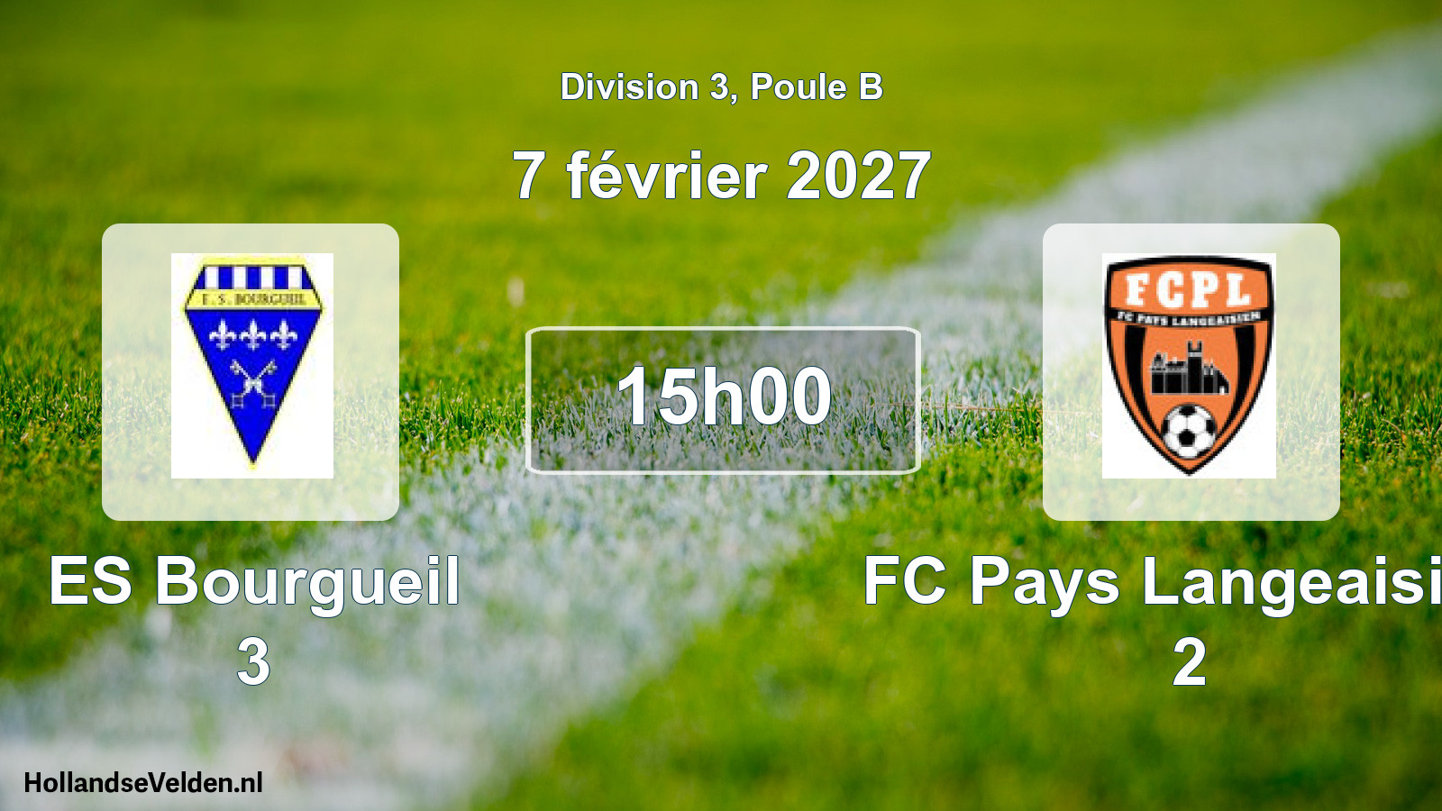 Match programmé: ES Bourgueil 3 - FC Pays Langeaisien 2 (7 février 2027)