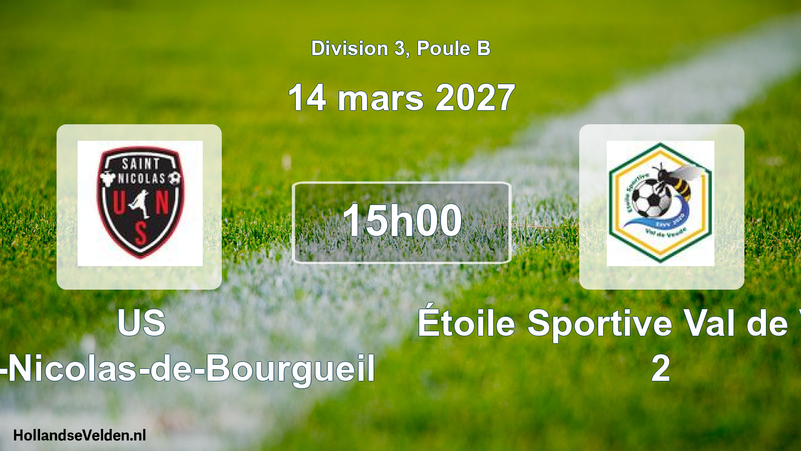 Match programmé: US Saint-Nicolas-de-Bourgueil - Étoile Sportive Val de Veude 2 (14 mars 2027)