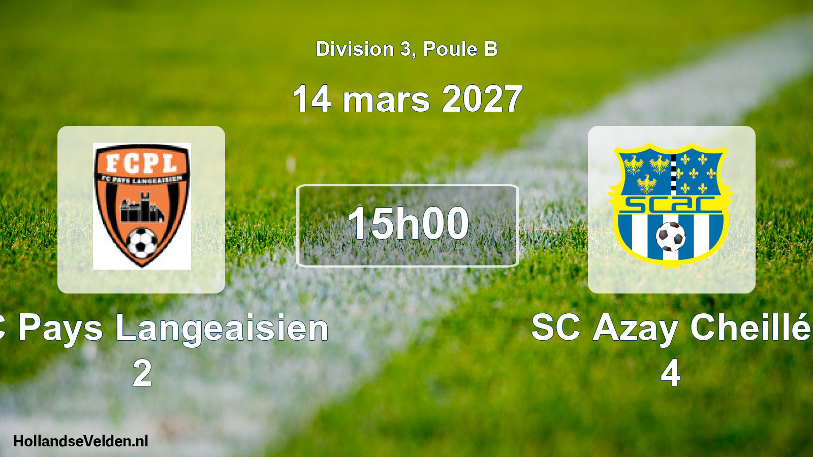 Match programmé: FC Pays Langeaisien 2 - SC Azay Cheillé 4 (14 mars 2027)