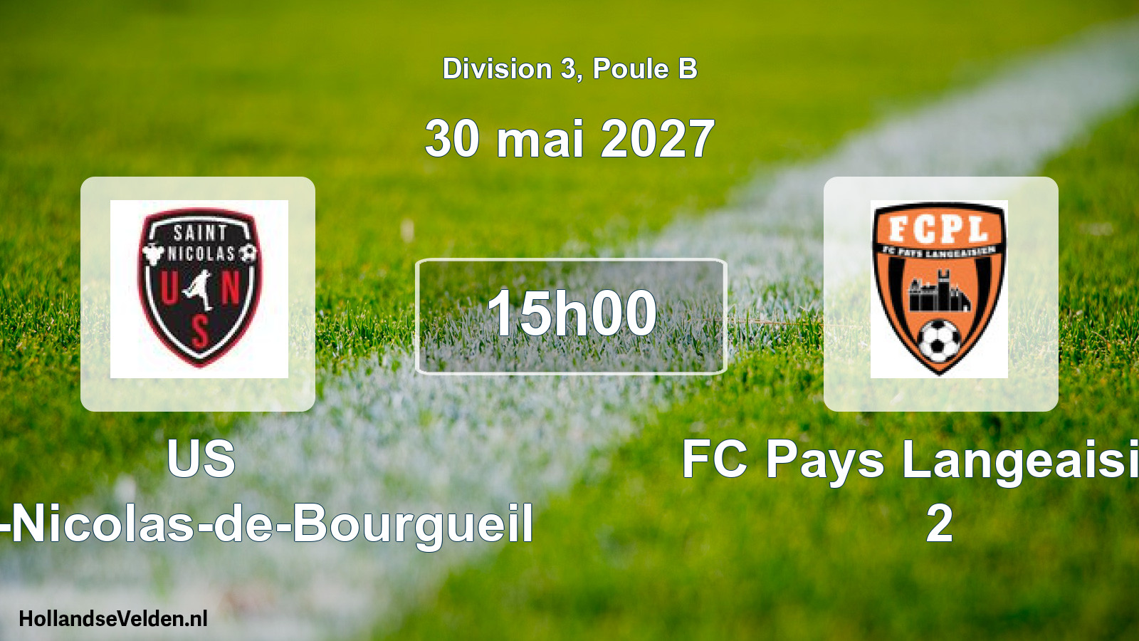 Match programmé: US Saint-Nicolas-de-Bourgueil - FC Pays Langeaisien 2 (30 mai 2027)