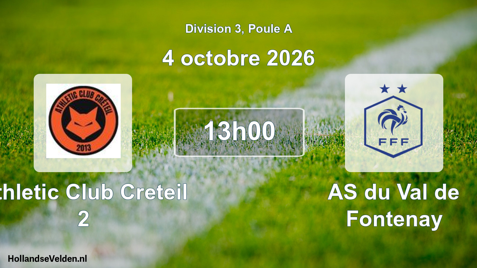 Geplande wedstrijd: Athletic Club Creteil 2 - AS du Val de Fontenay (4 oktober 2026)